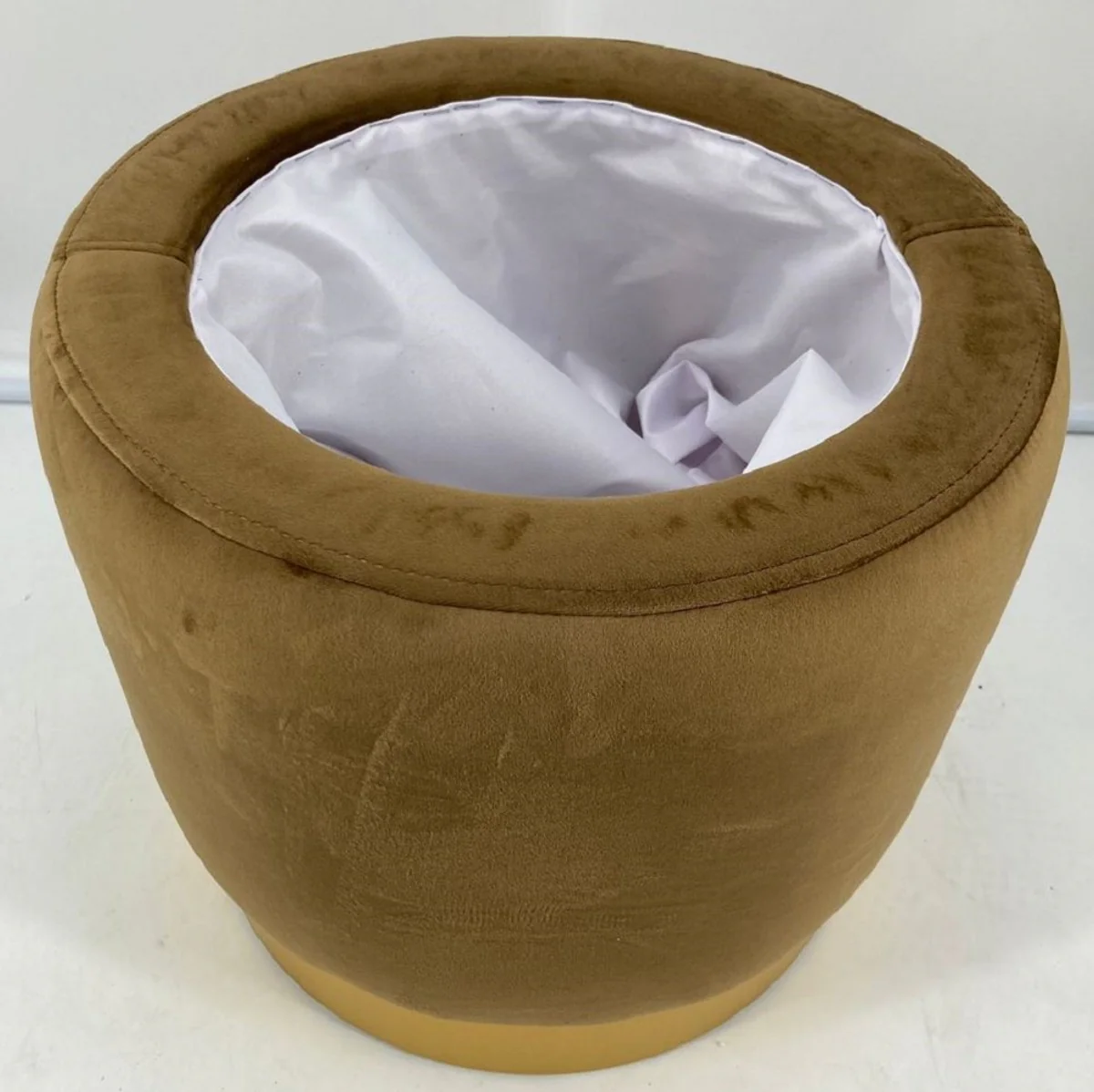 Luxury stool ocher / gold Ø 41 x H. 43 cm - round velvet stool with lid and storage space - living room furniture