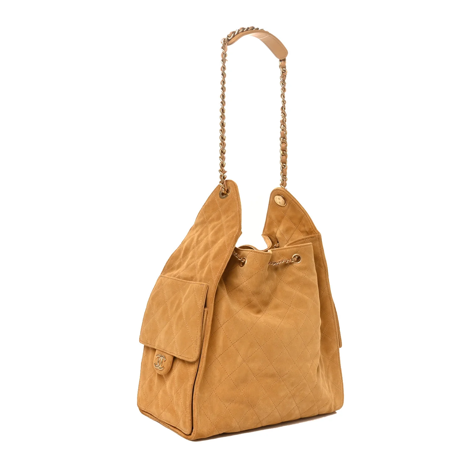 Suede Quilted Medium Chanel 25 Handbag Beige - Top Club