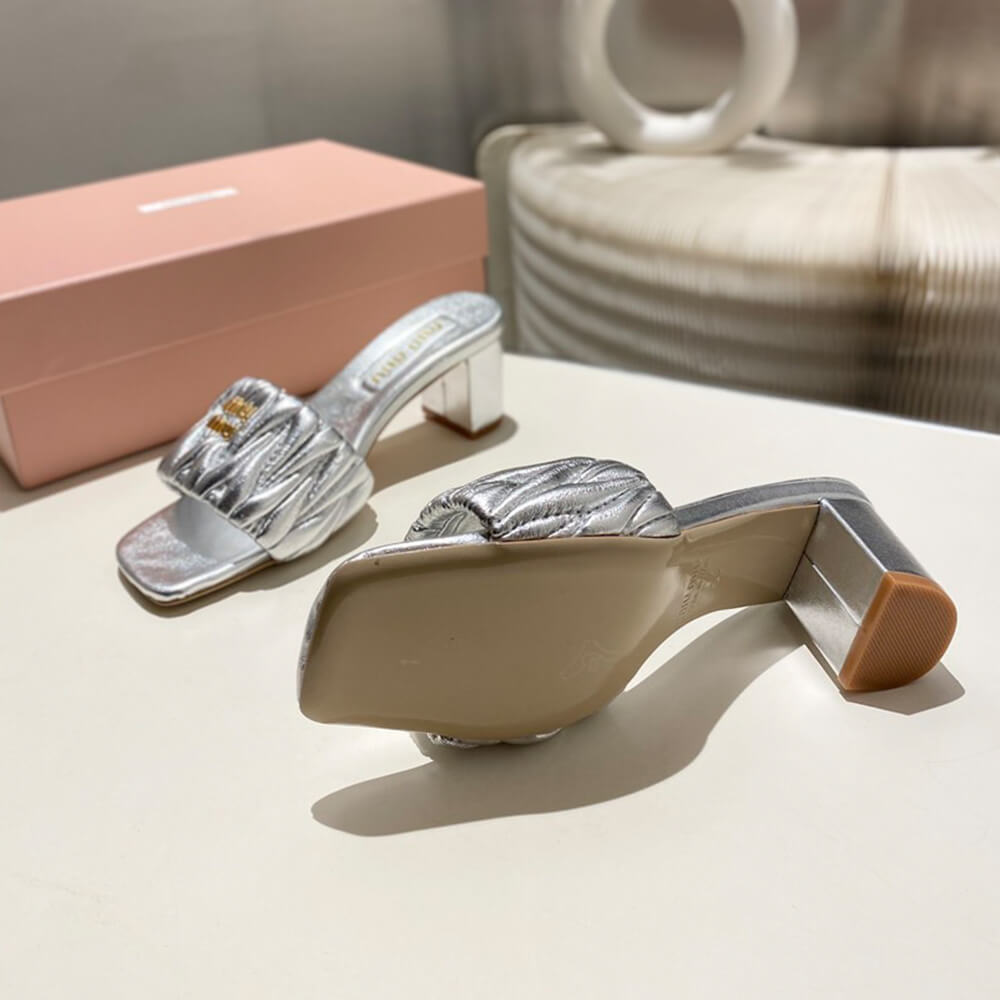 MiuMiu Matelass?? nappa leather slides - Top Club