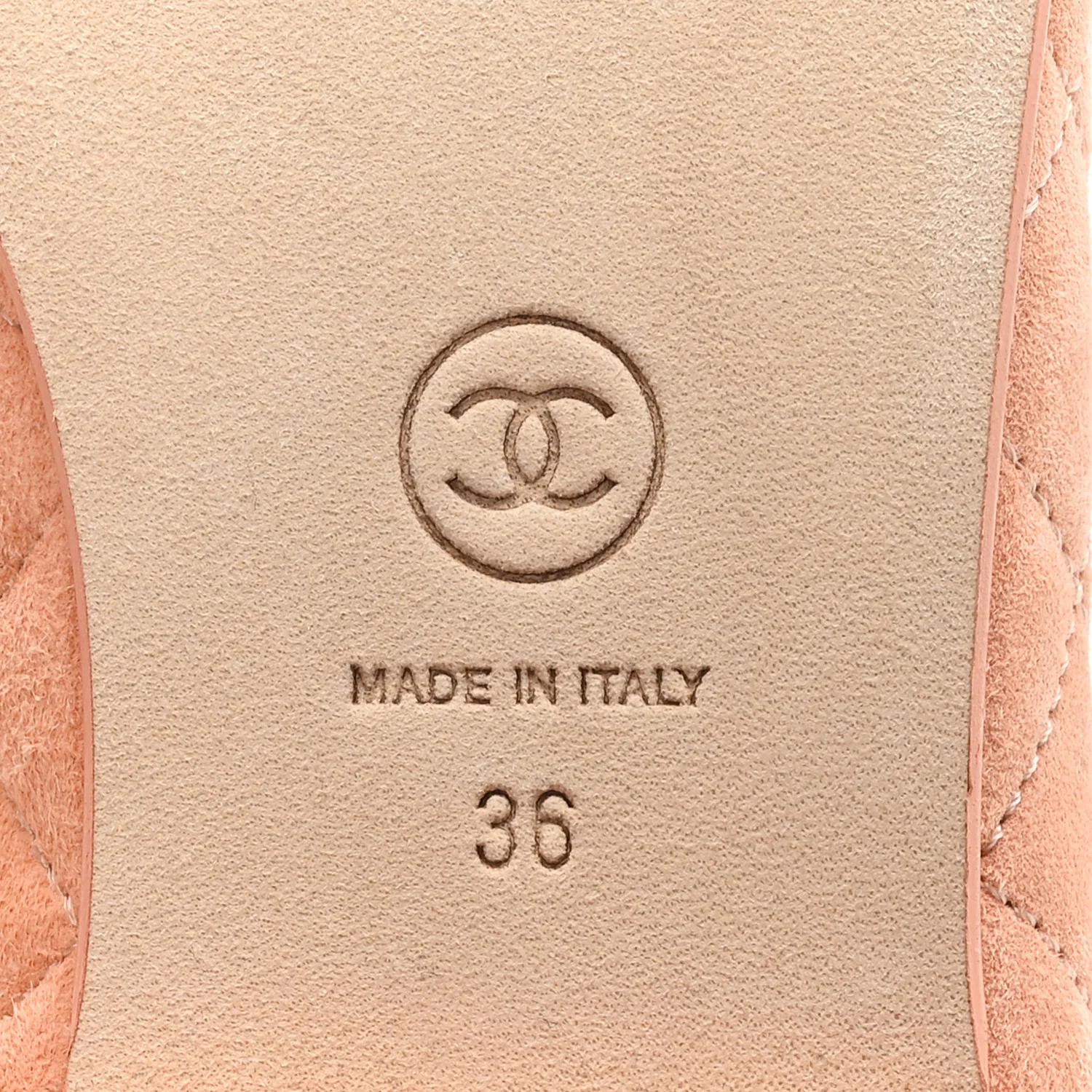 Suede Calfskin Quilted Cap Toe CC Ballerina Flats 36 Pink - Top Club