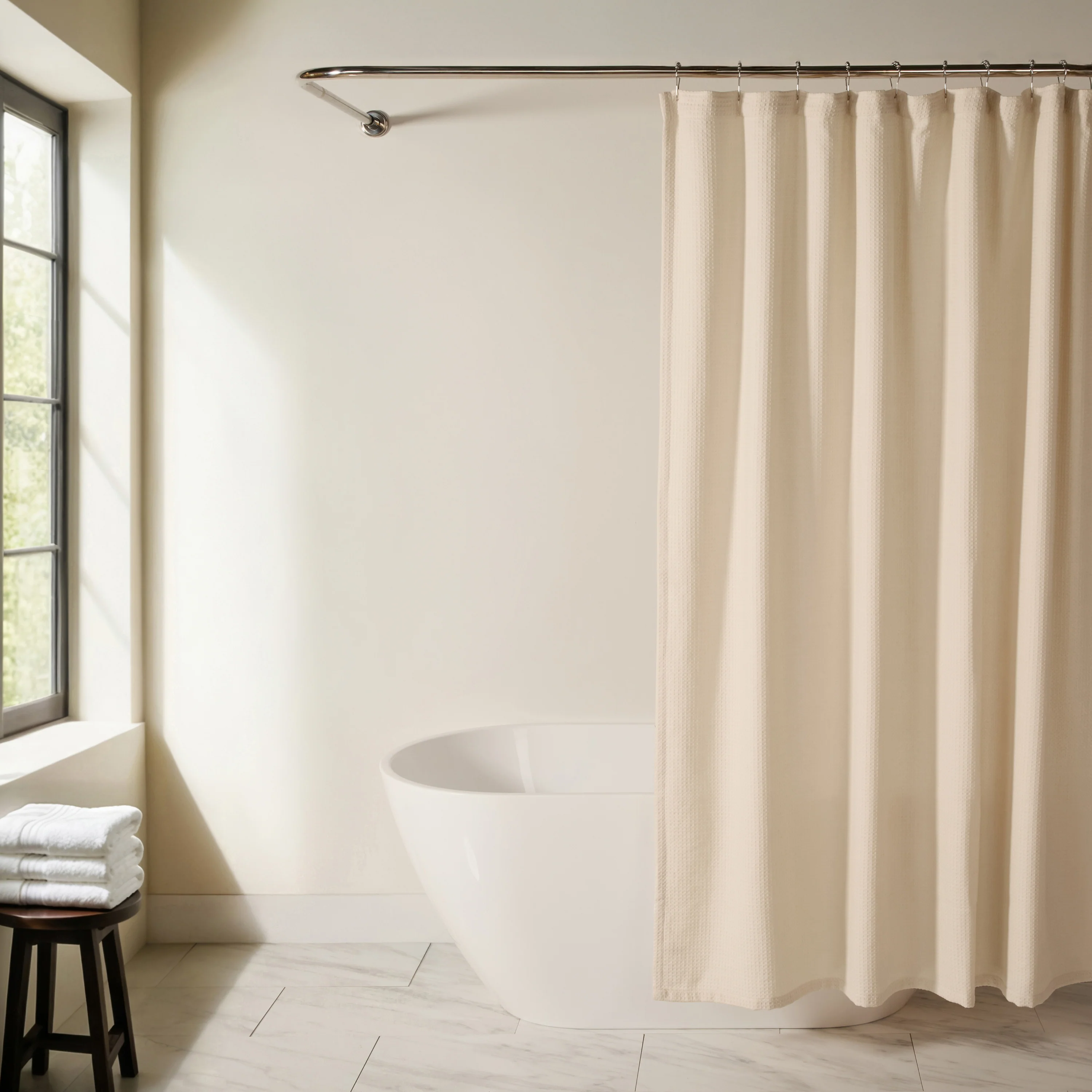 Waffle Textured Shower Curtain