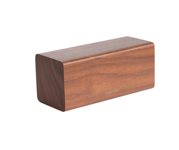 Alarm clock Block dark wood veneer, white LED