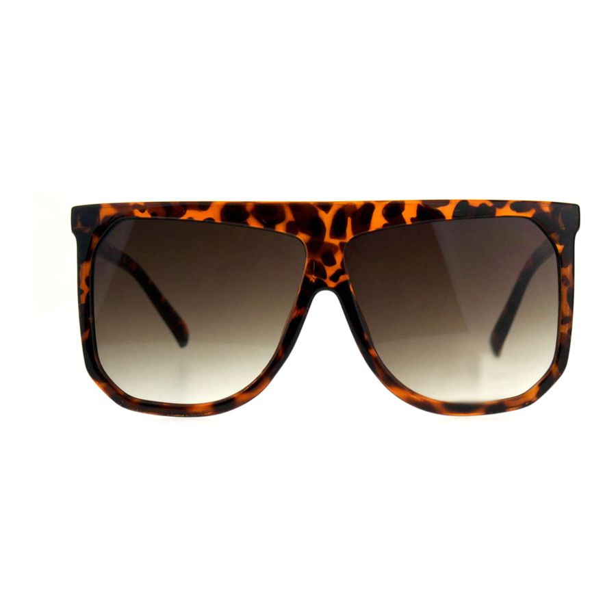 Womens Fashion Horn Rim Oversize Hipster Flat Top Sunglasses