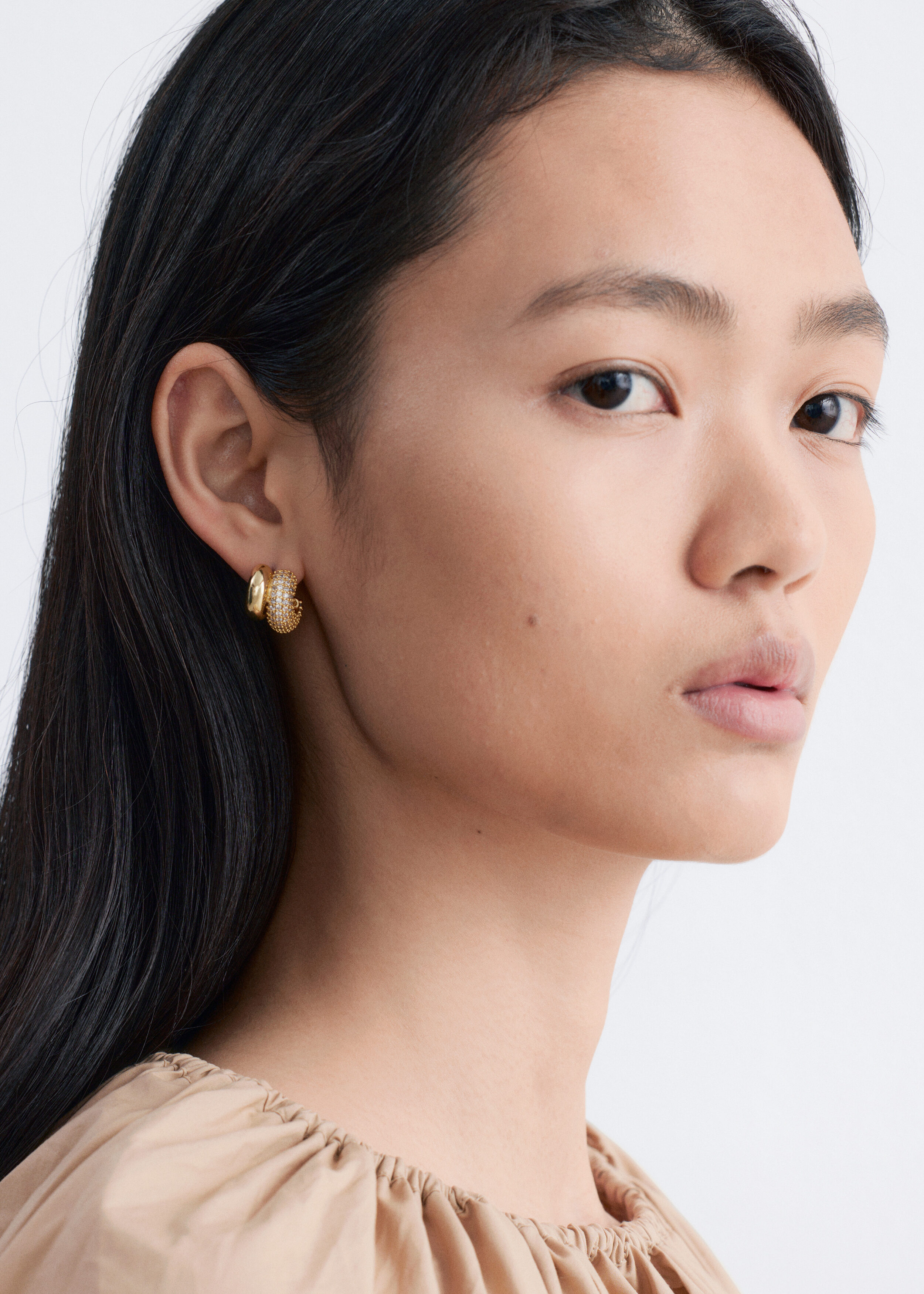 & Other Stories TWO-PART RHINESTONE HOOP EARRINGS