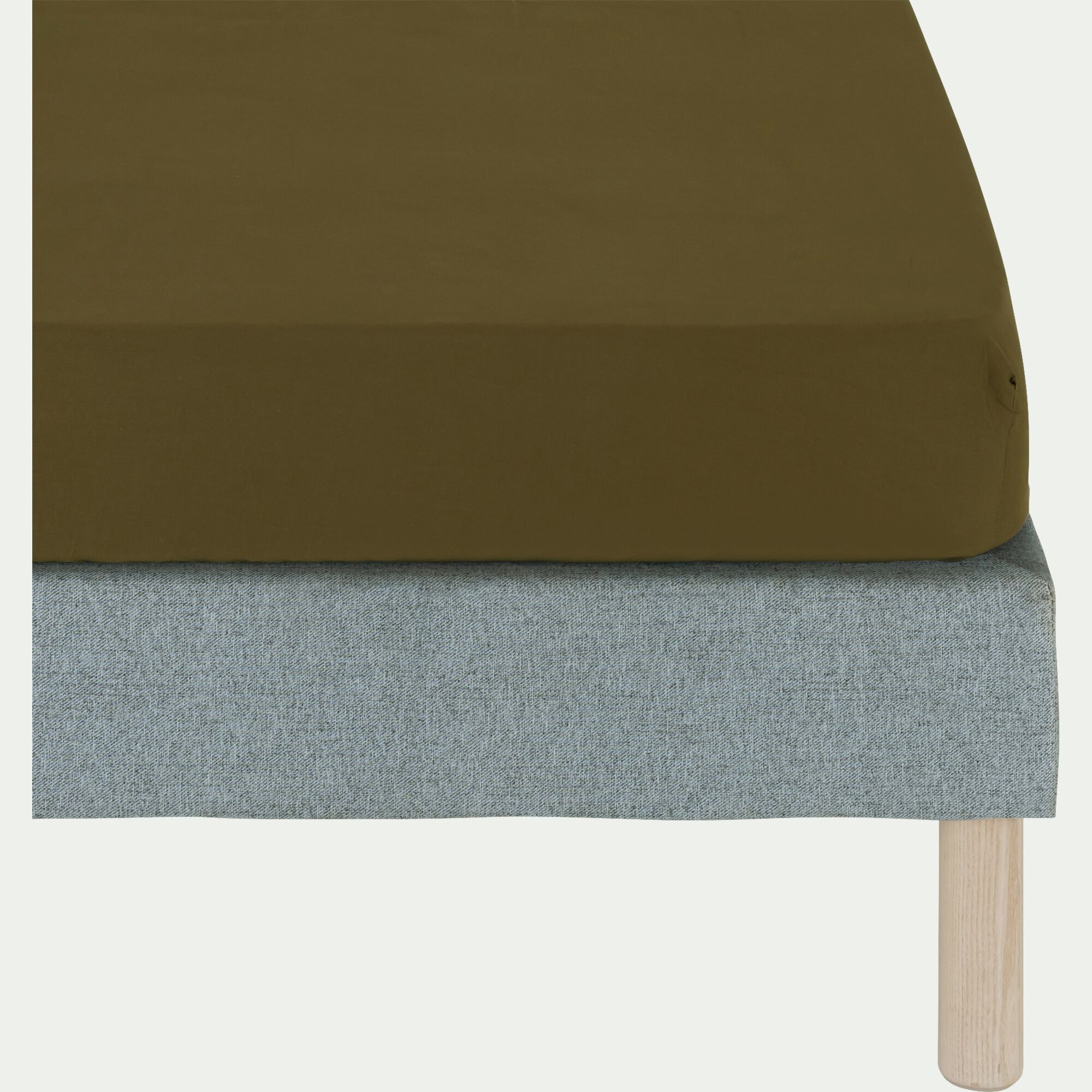 ORGANICA - Drap housse en coton bio 90x200cm b30cm - vert mousse