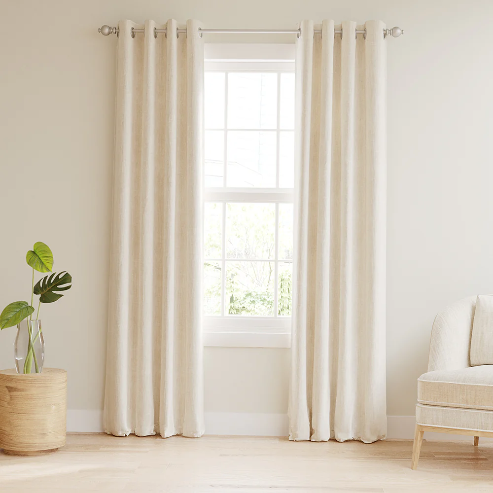 Total Blackout Linen Blend Grommet Curtains