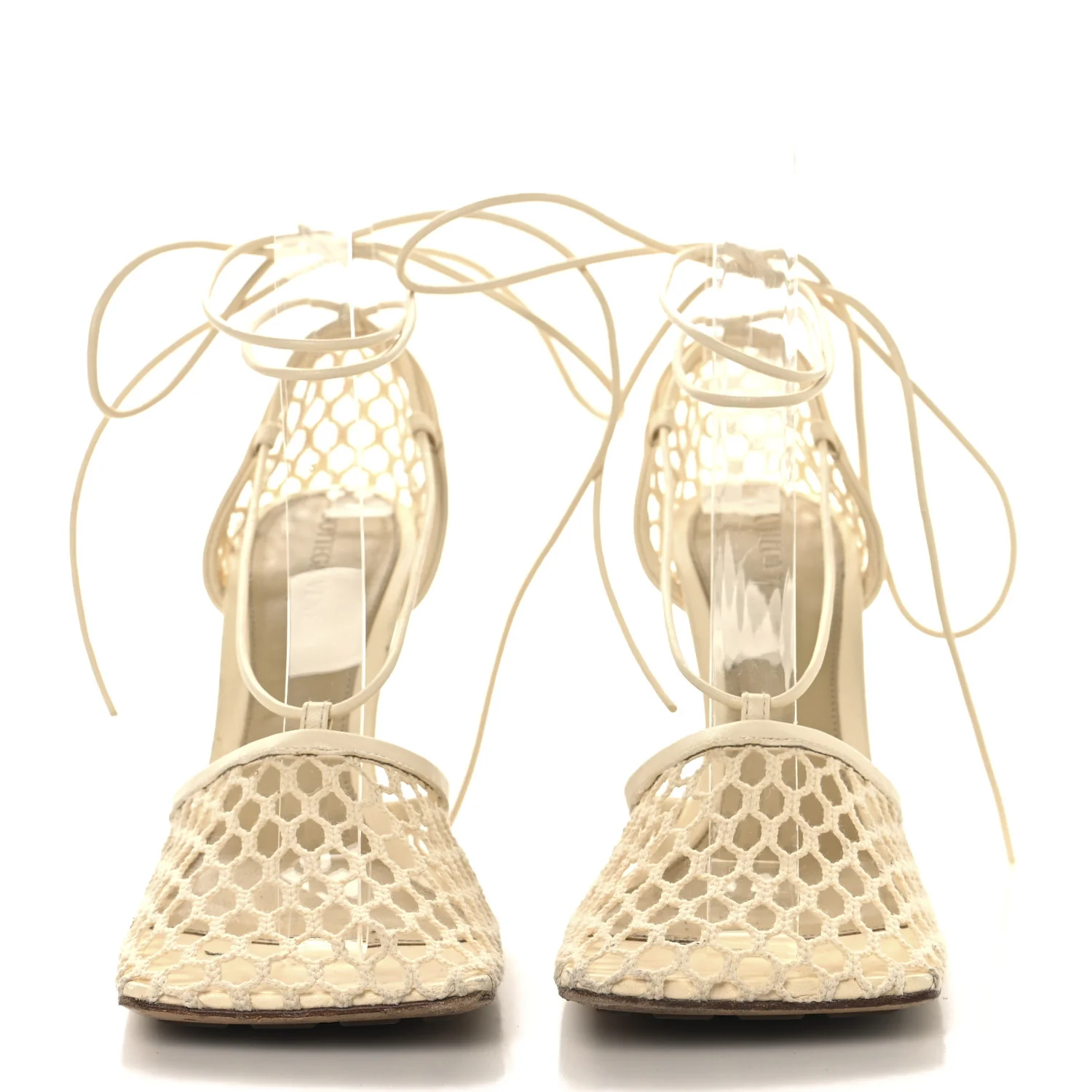 Mesh Nappa Stretch Ankle Tie Sandals 36 Toile - Top Club