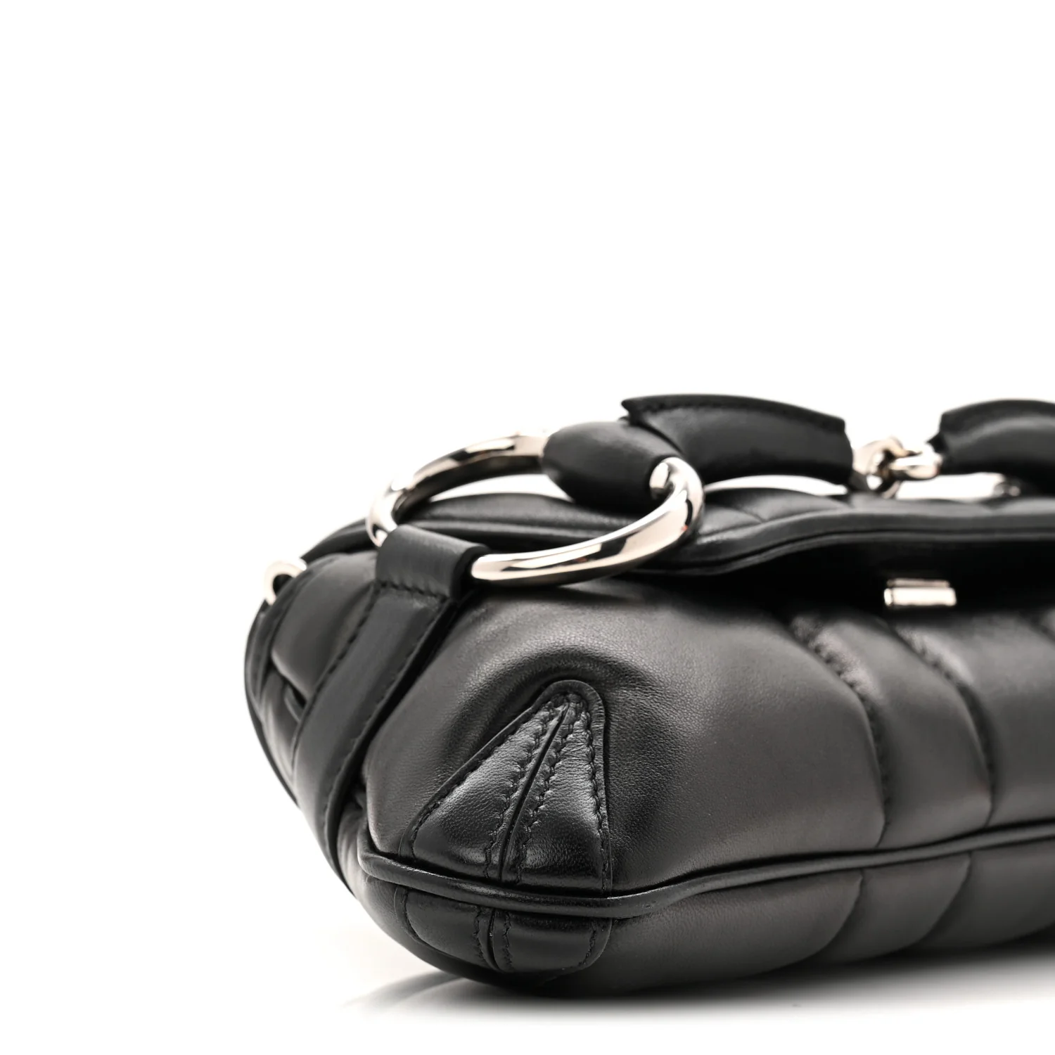 Nappa Vertical Matelasse Small Maxi Horsebit Chain Shoulder Bag Black - Top Club