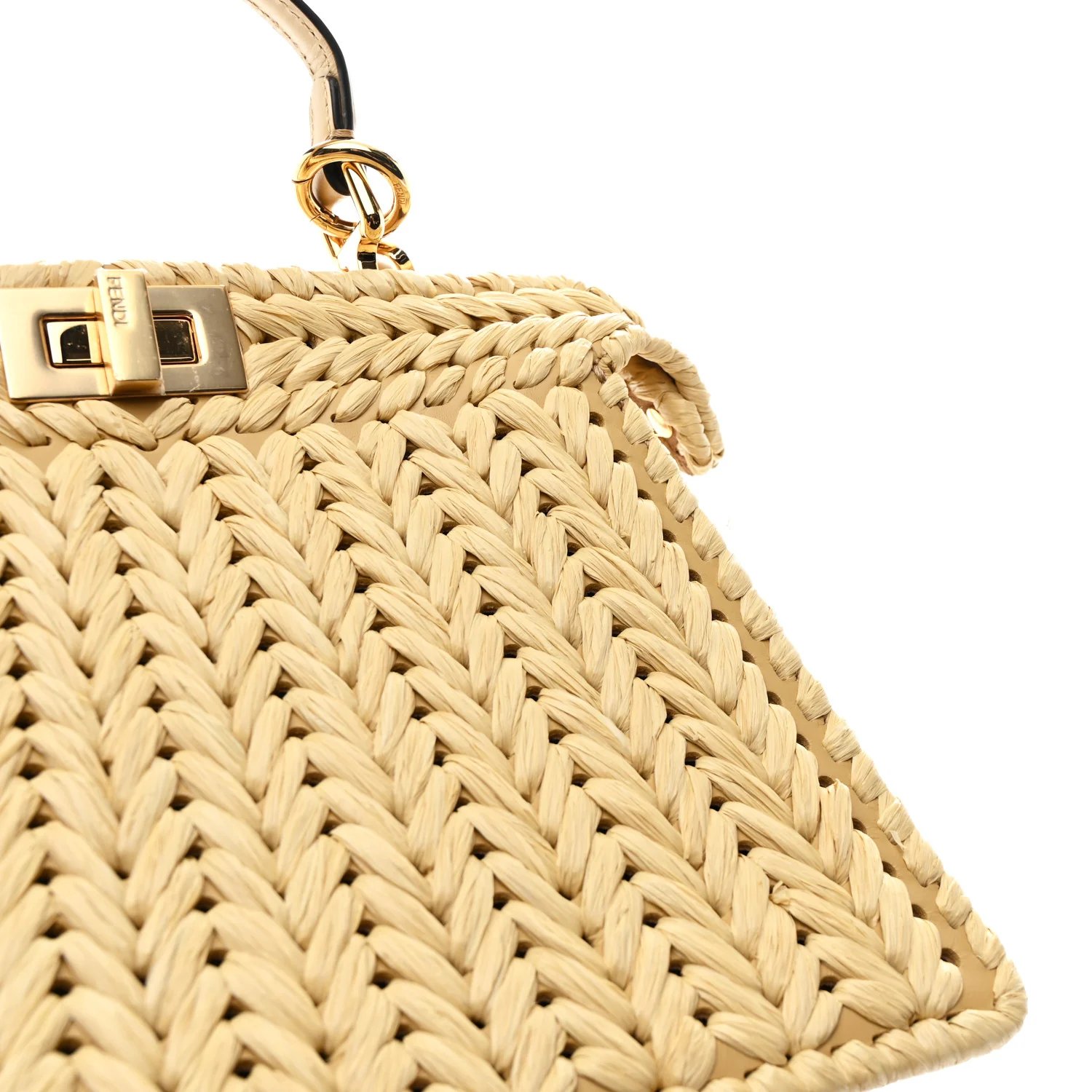 Raffia Embroidered Vitello King Shiny Nappa Intreccio Small Peekaboo I SEE U Satchel Sahara - Top Club