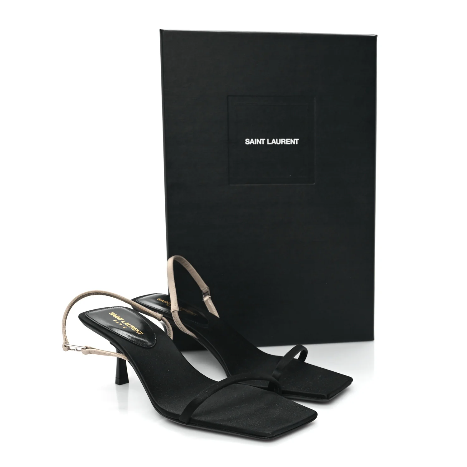 Satin Slingback Jaspe 55 Sandals  35.5 Black Partridge Pink - Top Club