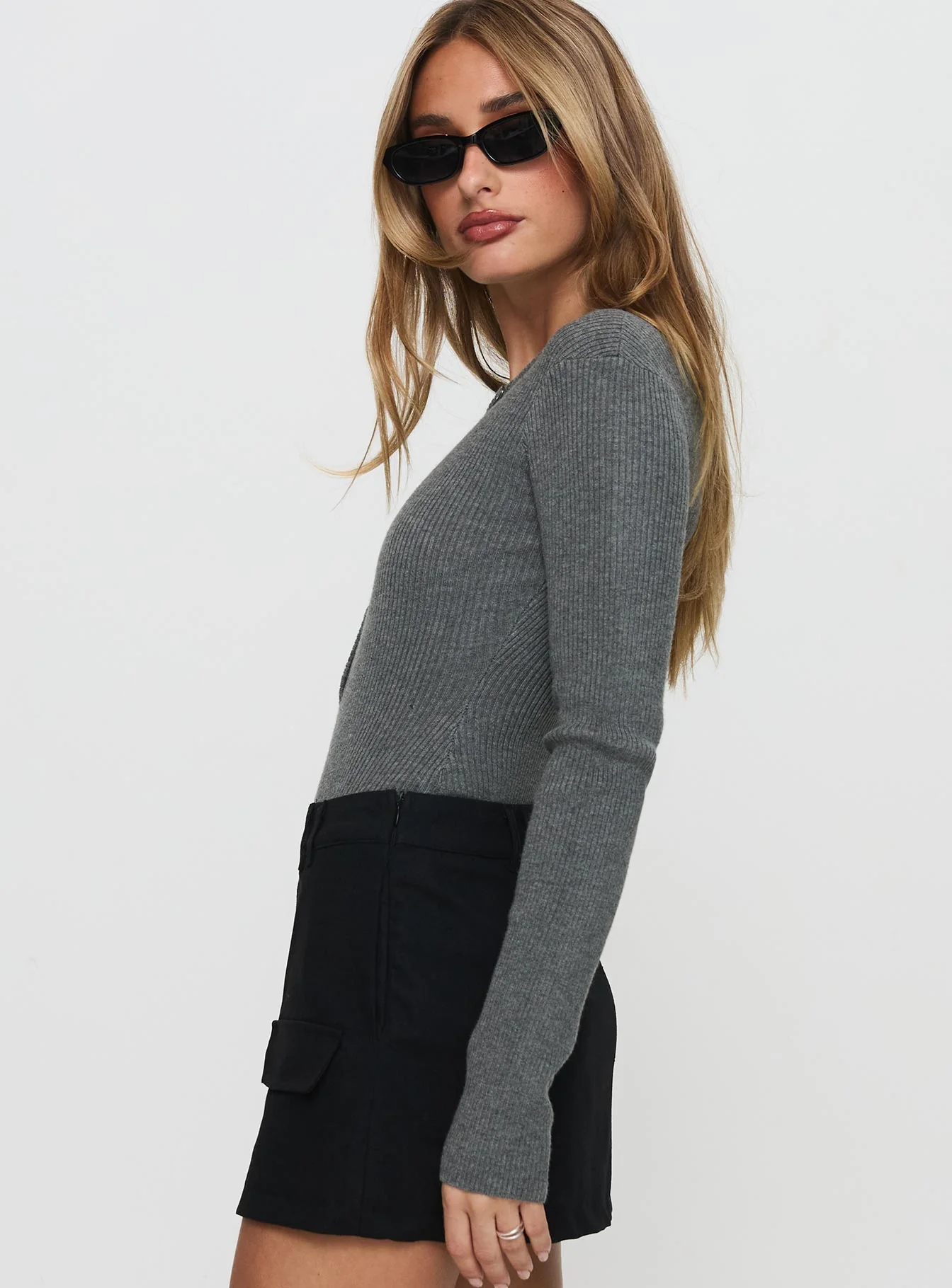 Kerra Long Sleeve Bodysuit Charcoal