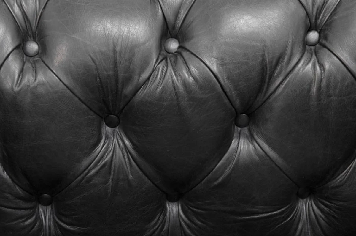 Chesterfield Luxury Real Leather Armchair Vintage Leather from Old Saddle Black - Club Armchair