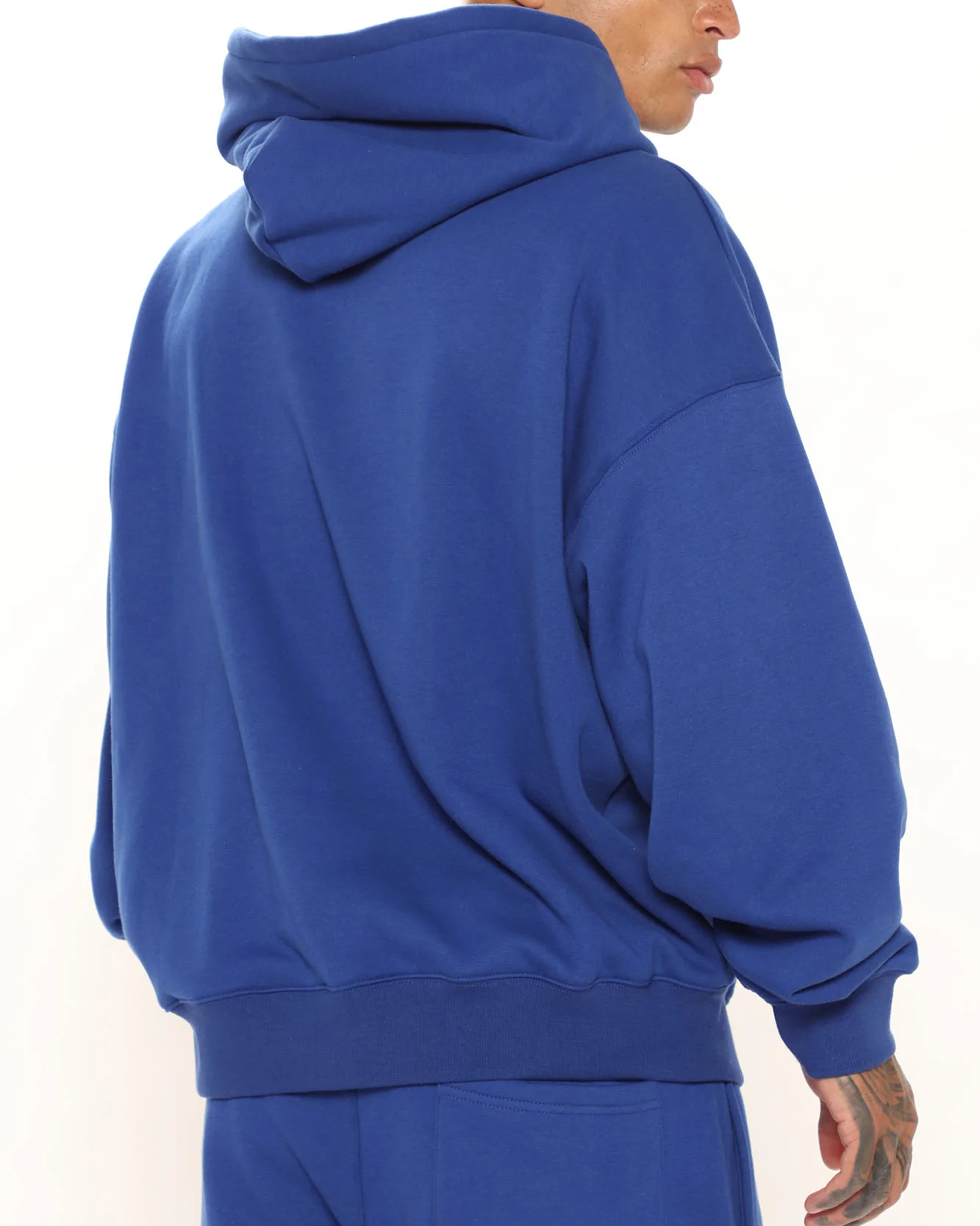 Men's Solid Navy Blue Hoodie Set
