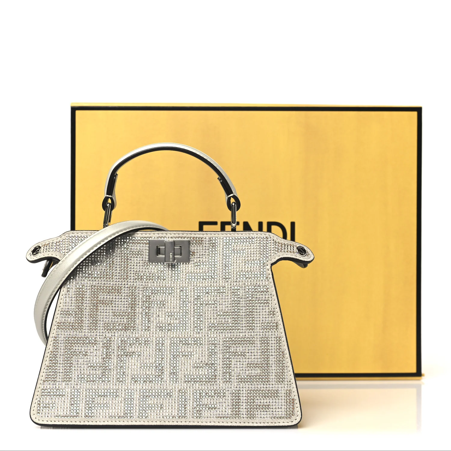 Iridescent Crystal Vitello Laminato Suede FF Petite Peekaboo I SEE U Satchel Cappuccino - Top Club