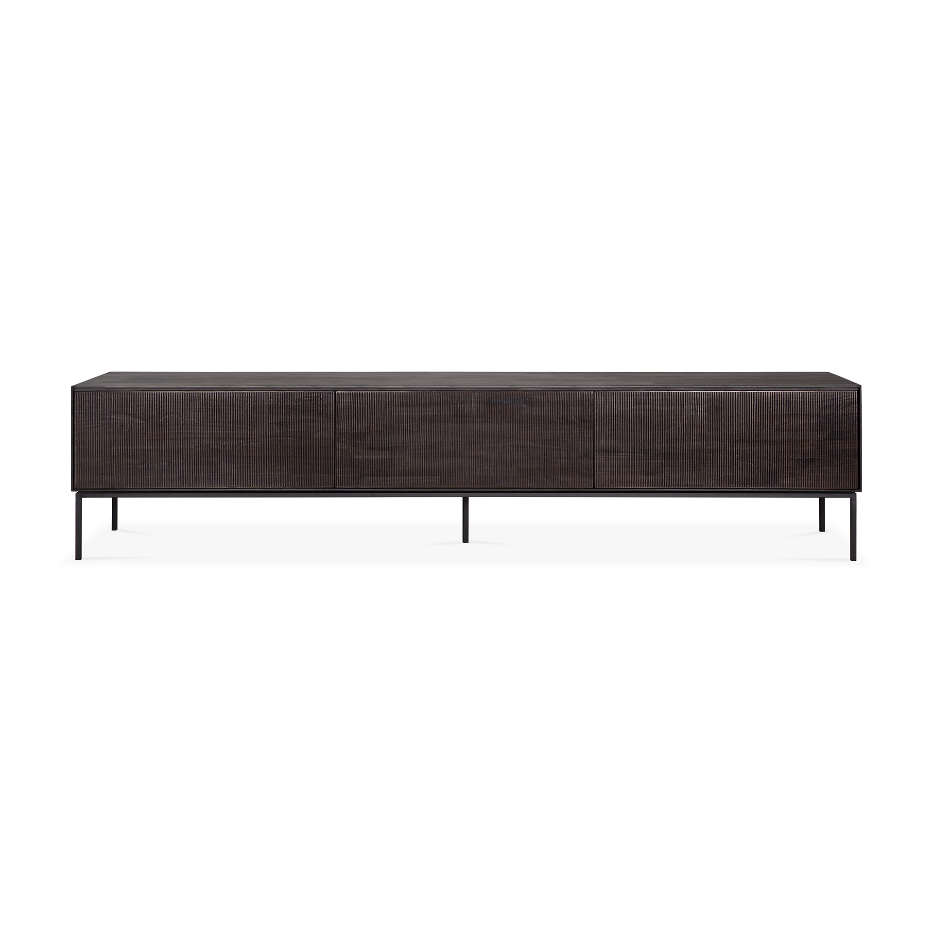 Tv-meubel Grooves teak zwart/bruin 242 cm