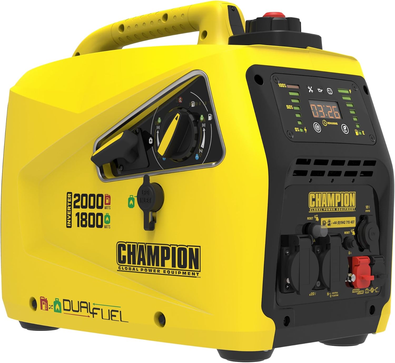 Generatore Champion Power Equipment a benzina + gas (2000 Watt, inverter, generatore con display a LED, doppio carburante, estremamente silenzioso) 8200i-E-DF-EU
