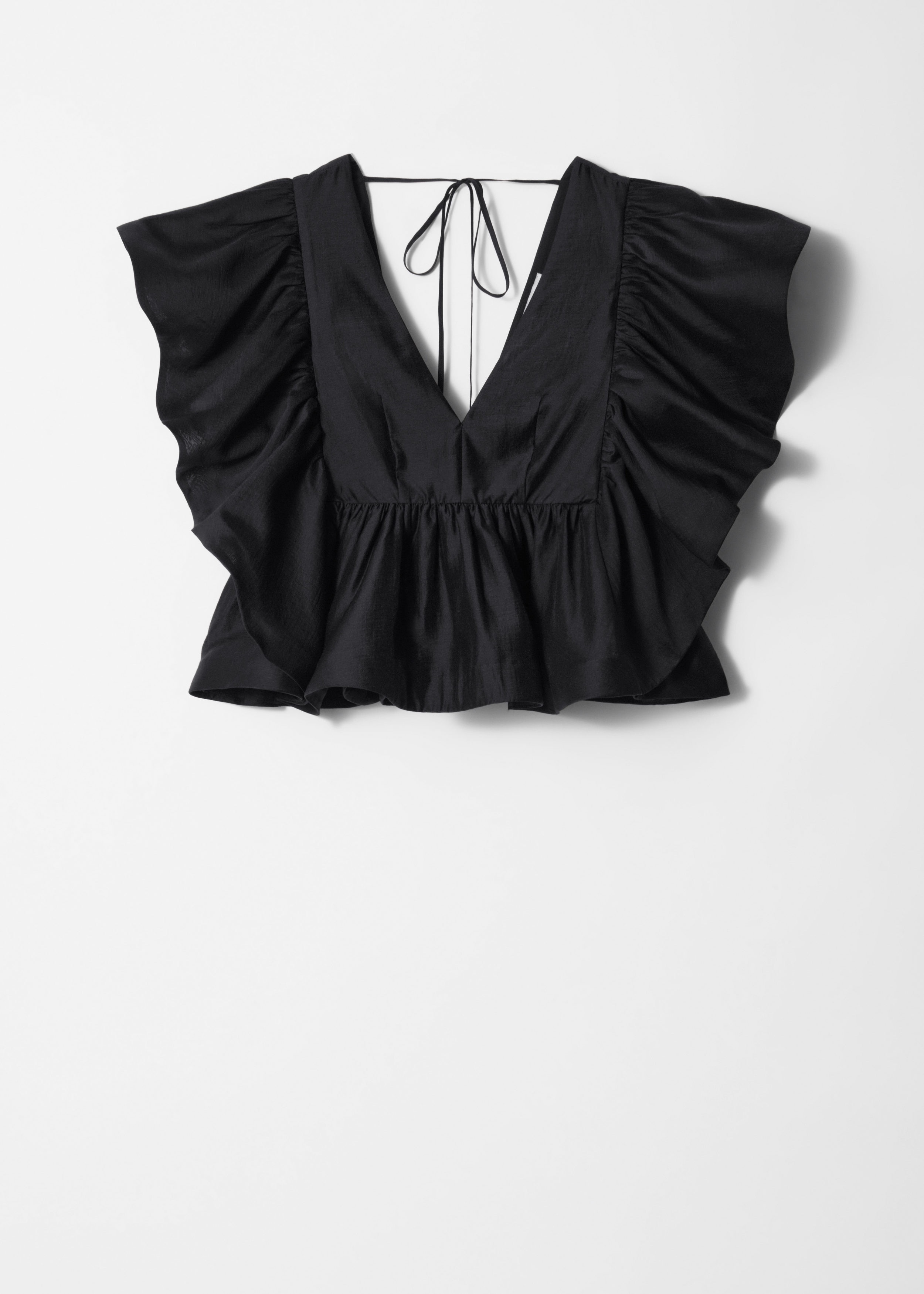 & Other Stories RUFFLE V-NECK BLOUSE