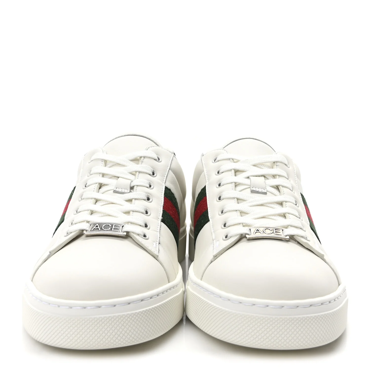 Calfskin Crocodile Web Womens Ace Sneakers 39.5 White Green - Top Club