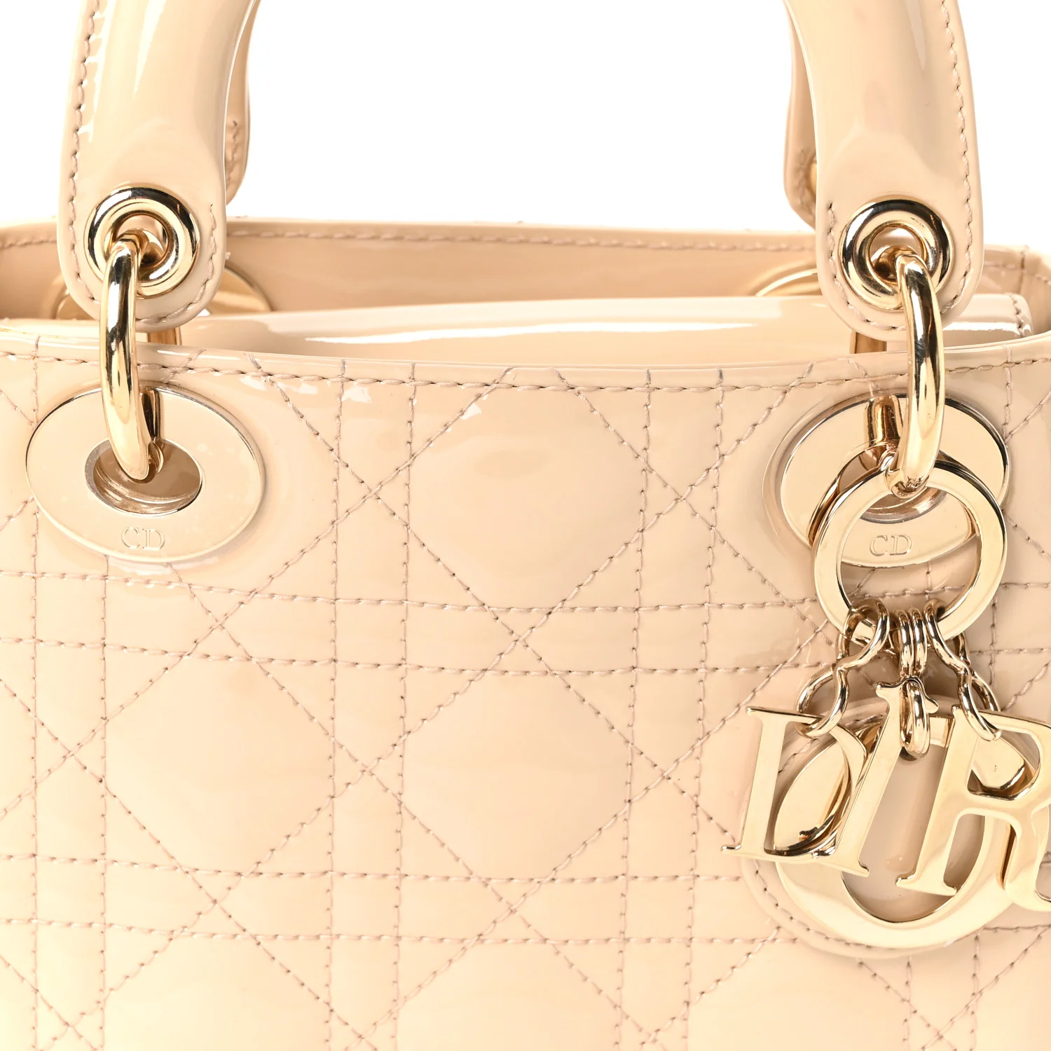 Patent Cannage Mini Lady Dior Beige - Top Club