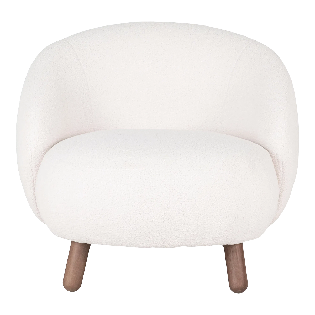 Fauteuil Mona Teddy wit - walnoot kleur poten