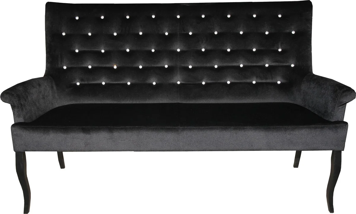 Chesterfield bench / sofa with Bling Bling glitter stones black W 180 cm, H 100 cm, D 67 cm - Dining room bench - Limited Edition