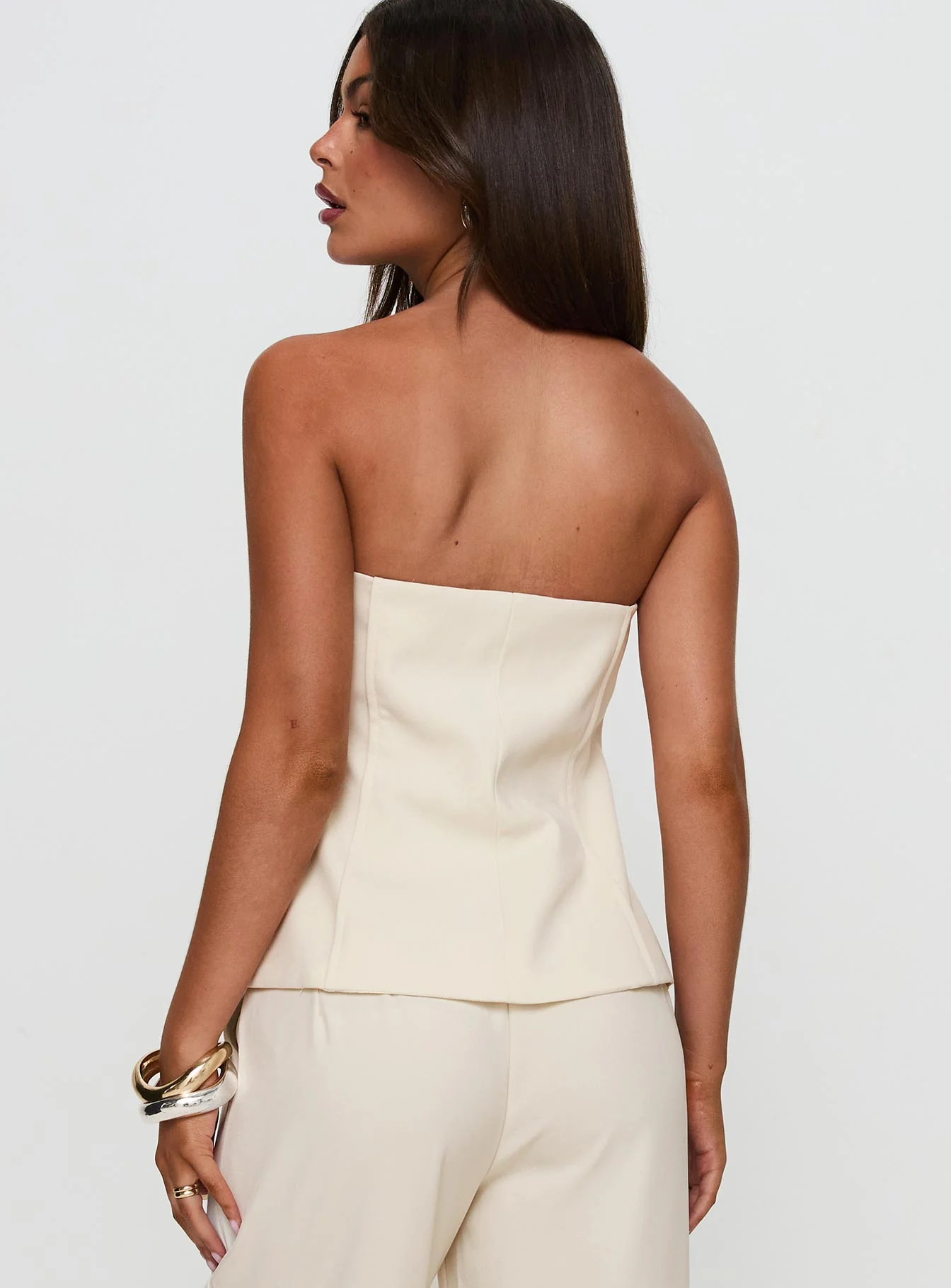 Lavish Living Strapless Top Cream Petite