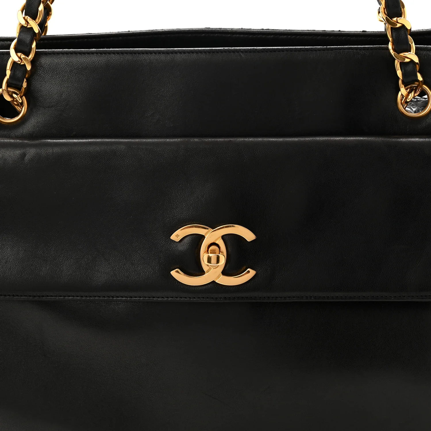 Lambskin CC Flap Shopping Tote Black - Top Club