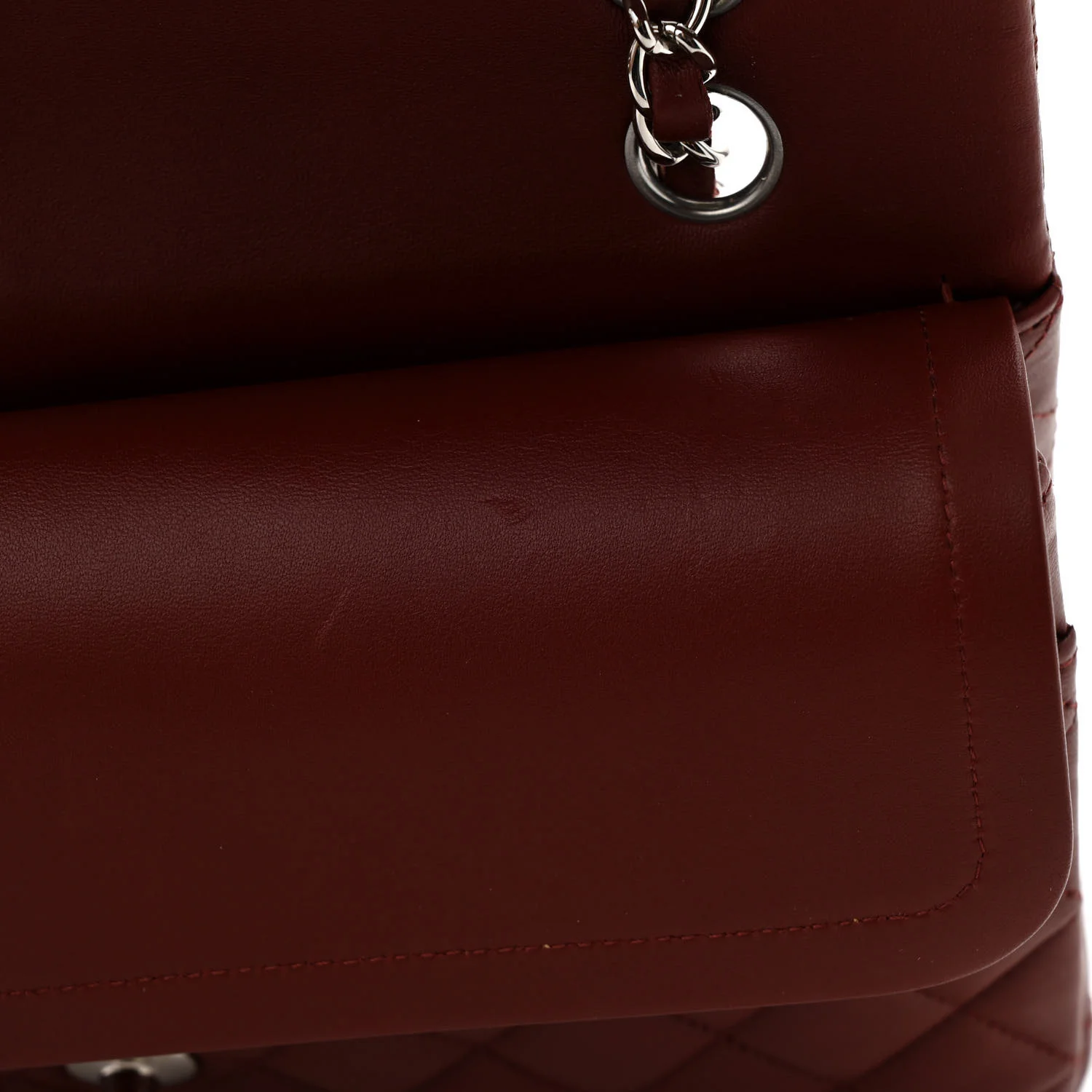 Lambskin Quilted Medium Double Flap Burgundy - Top Club