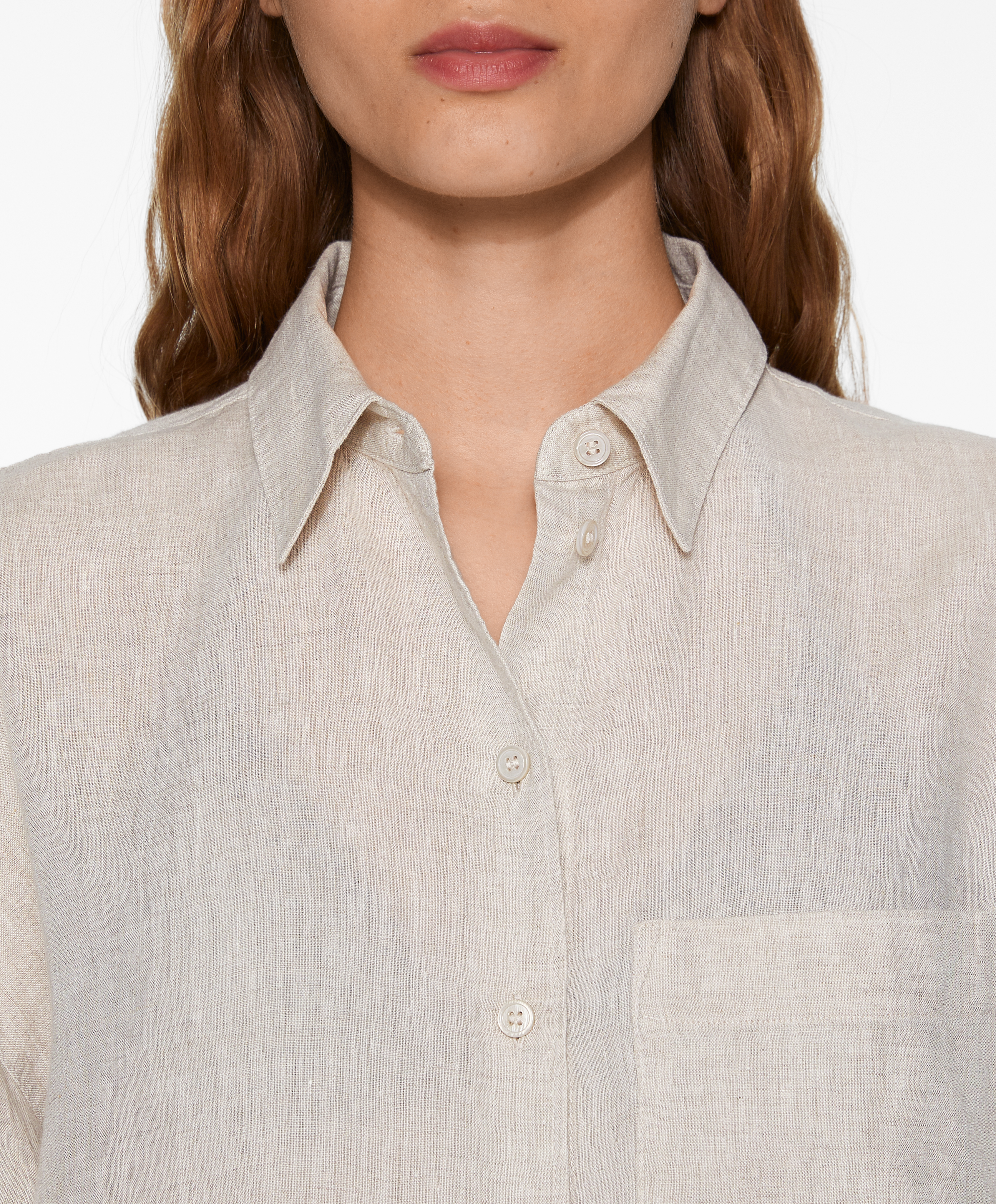 OYSHO Oversize long-sleeved 100% linen shirt