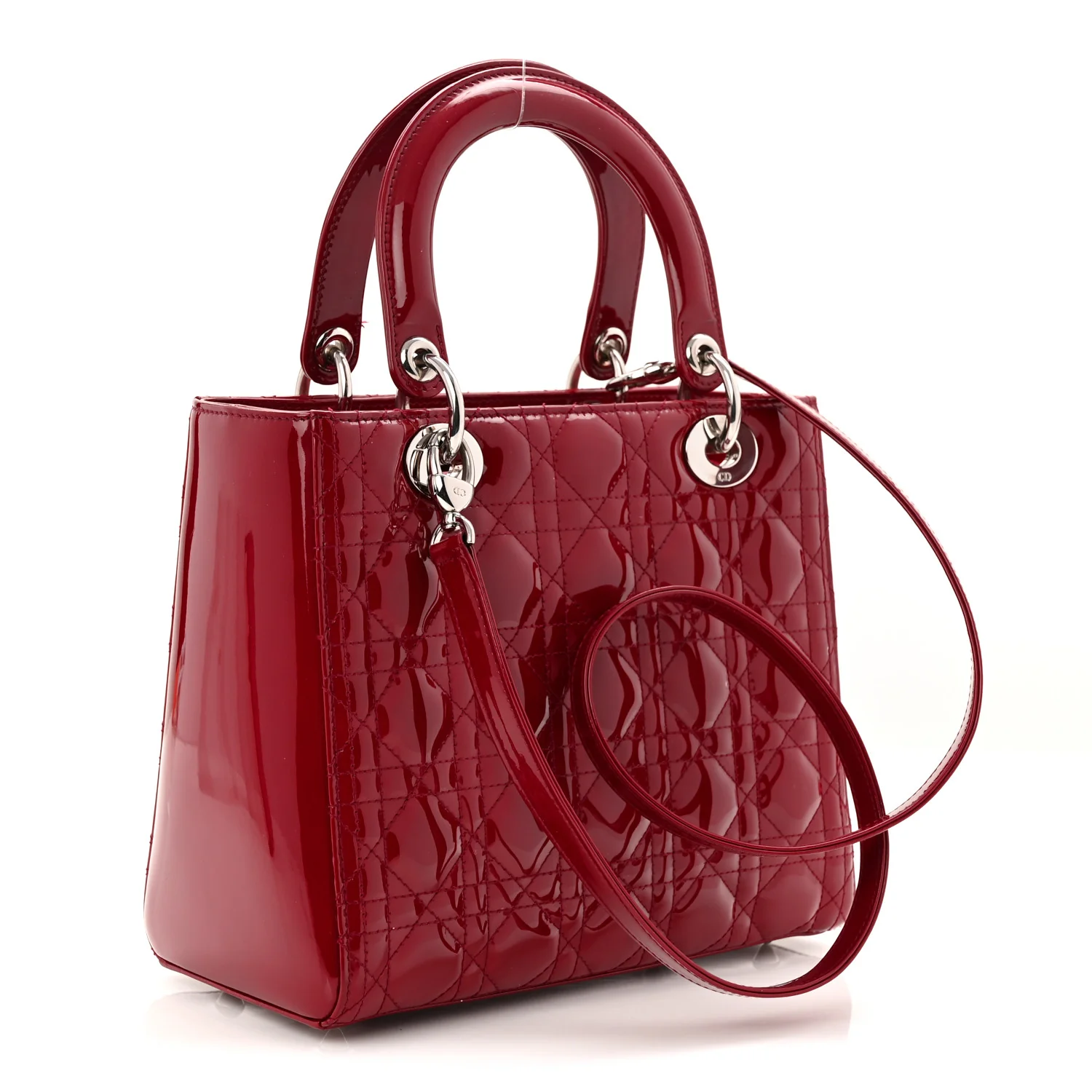 Patent Cannage Medium Lady Dior Red - Top Club