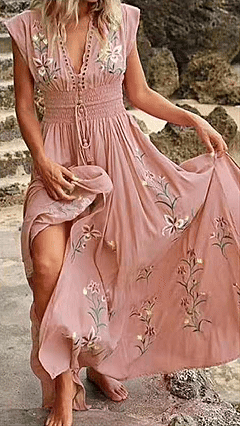 Women's   Floral  Cotton-Blend Maxi Dress - Nordfashionstorm - Women's Clothing, Fashion for You - Nordfashionstorm.com