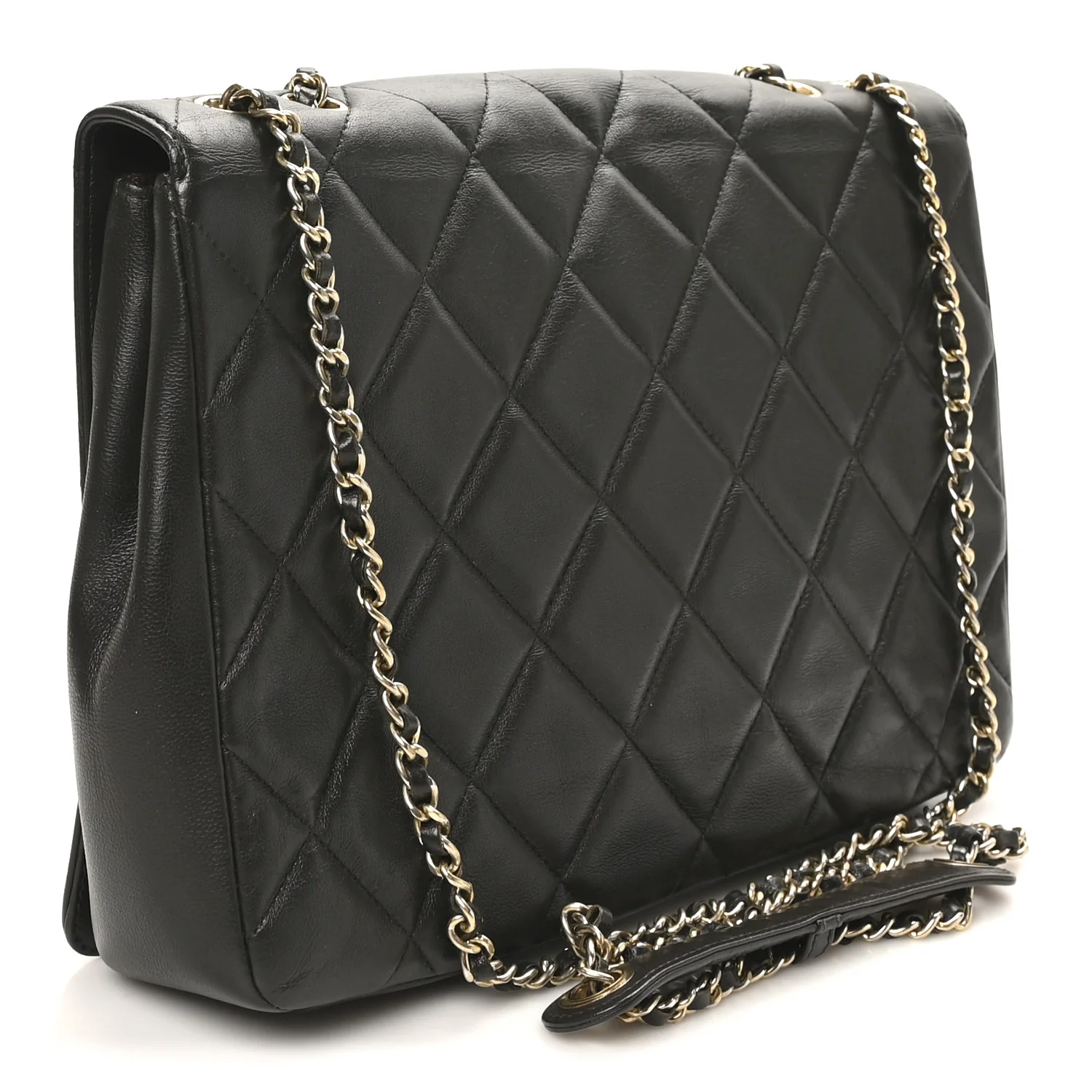 Lambskin Quilted Large Diamond CC Flap Black - Top Club