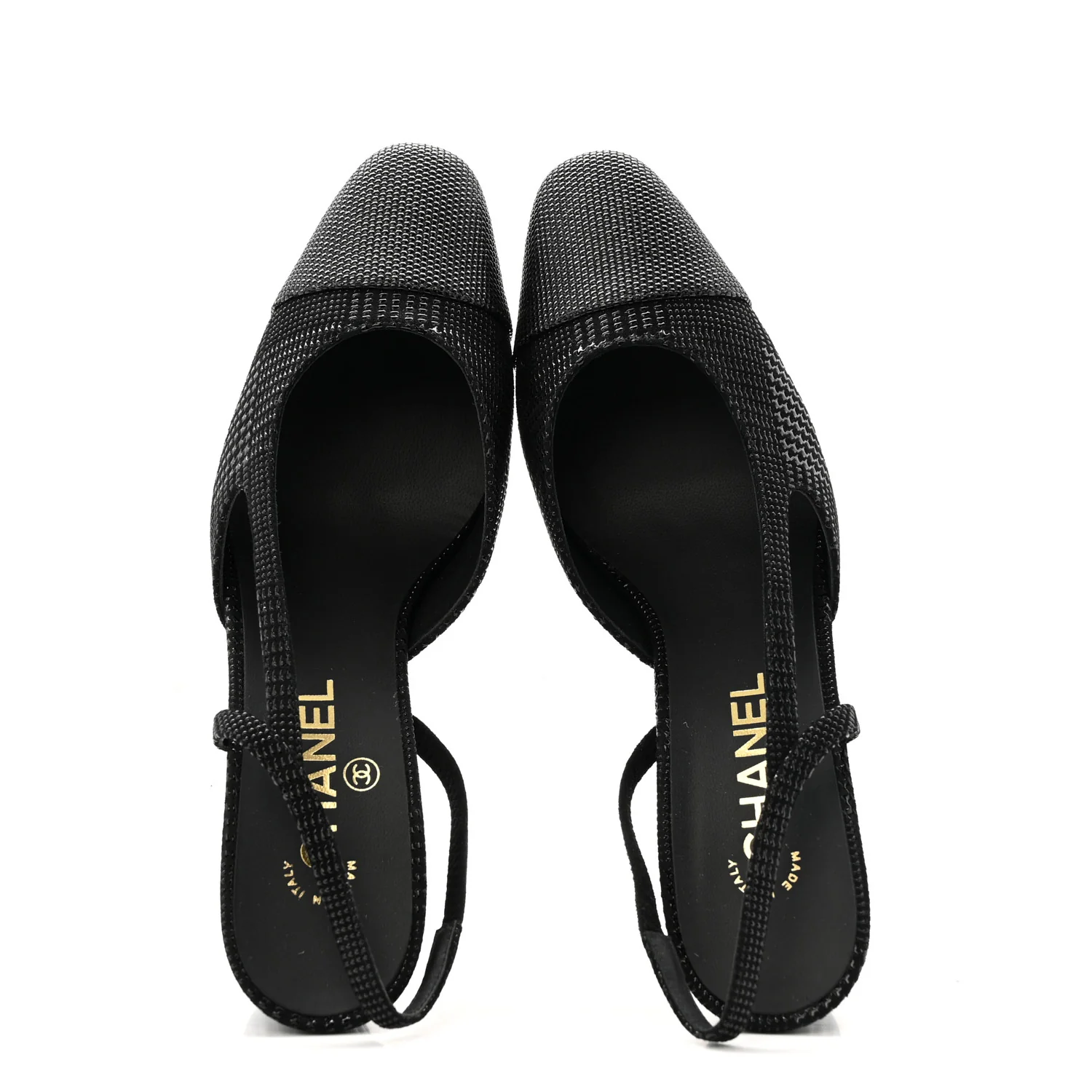Suede Kidskin Cap Toe CC Slingback Pumps 39 Black