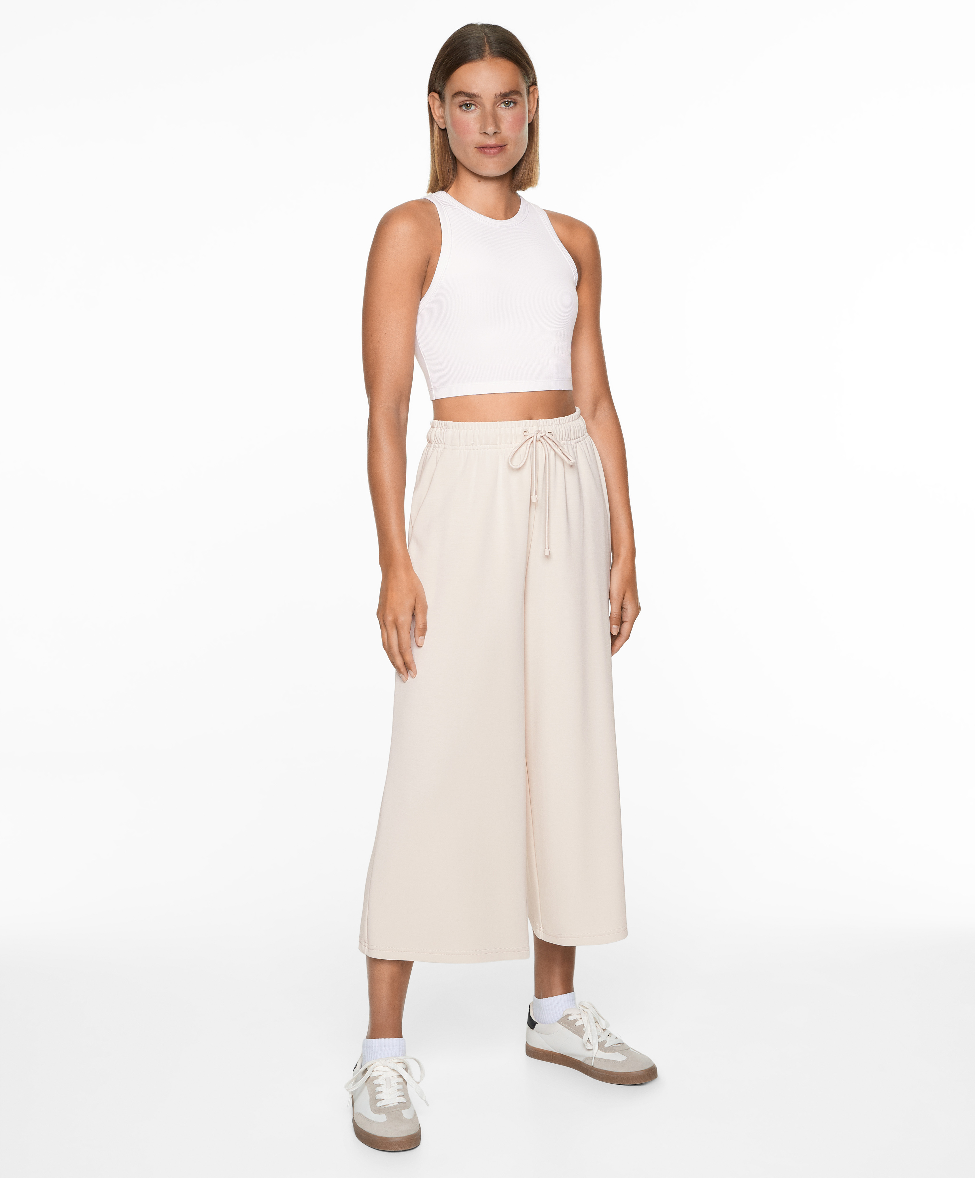 OYSHO Soft-touch wide-leg crop trousers with modal