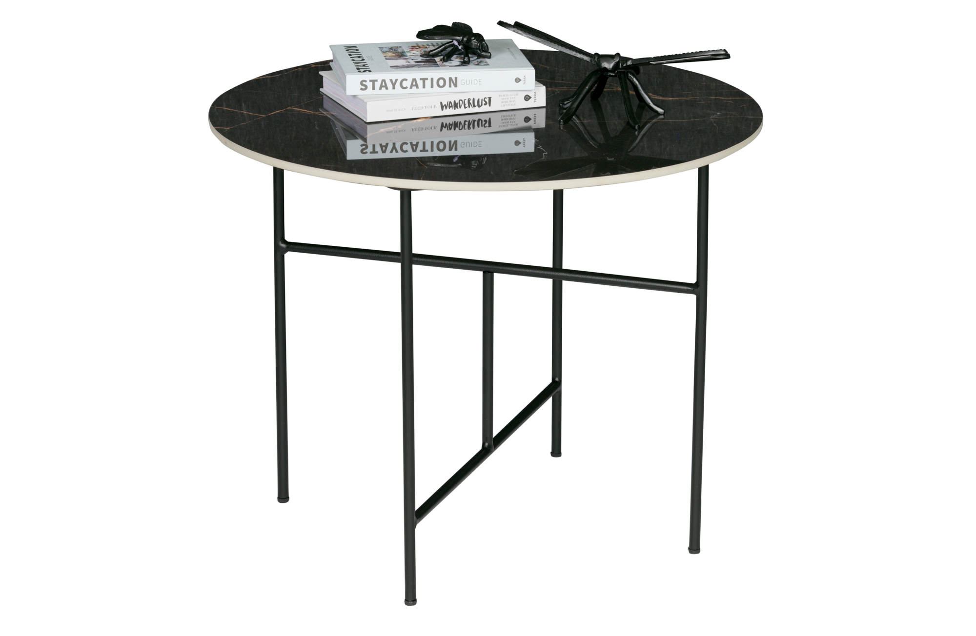 Bijzettafel Vida Vida bijzettafel met marmeren blad - Zwart
