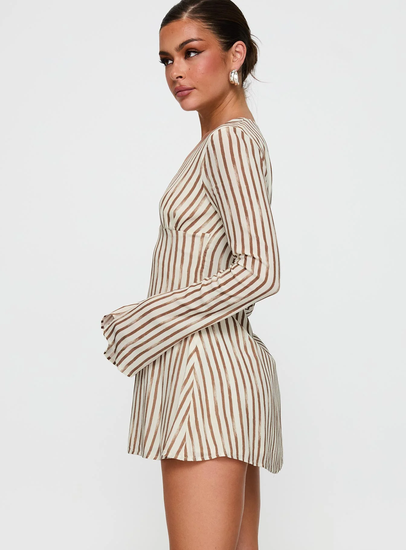 The Good Life Mini Dress Brown / White Stripe