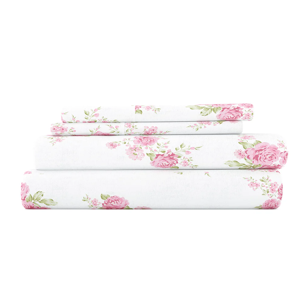 Rose Bunch 4-Piece Flannel Sheet Set (Sale)