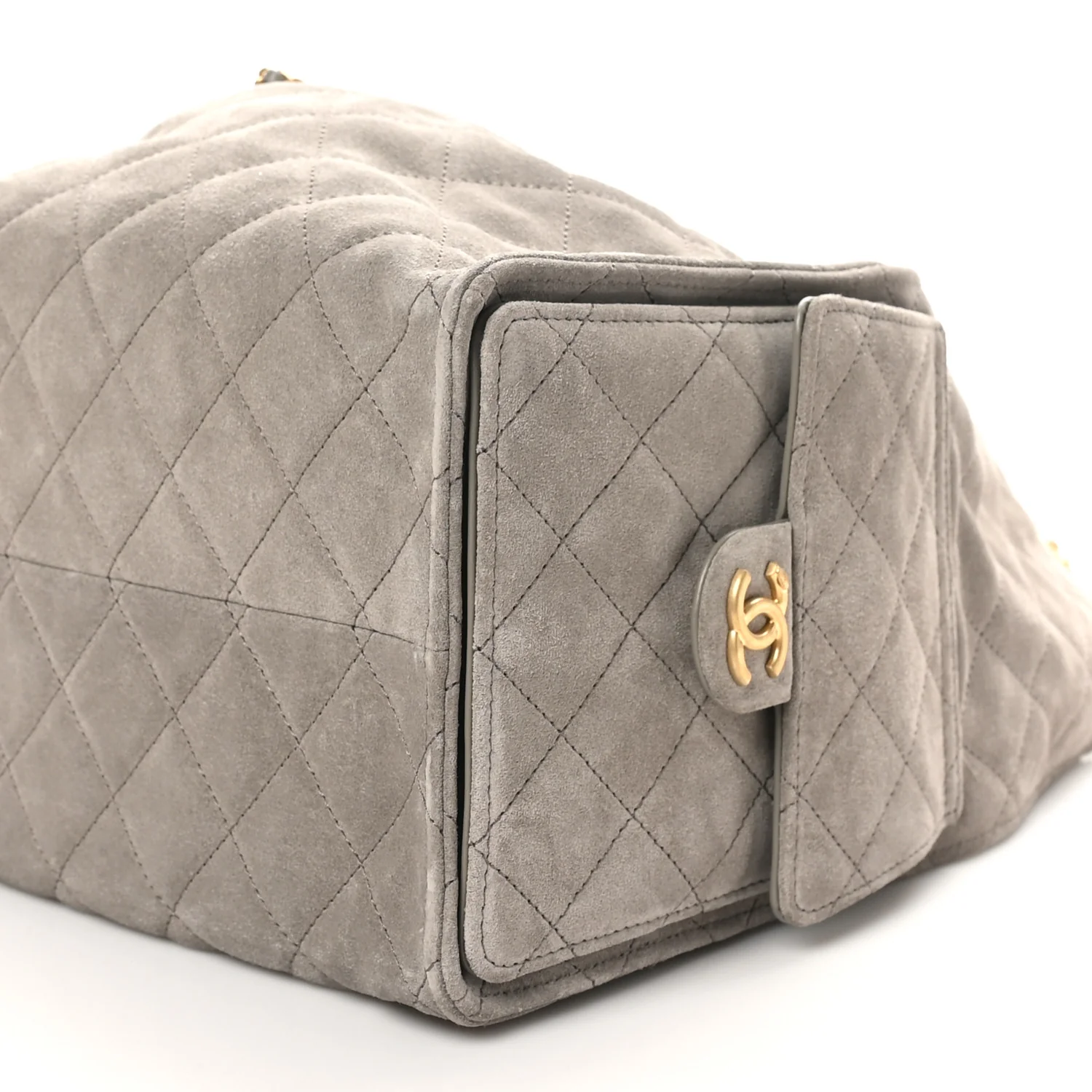 Suede Quilted Medium Chanel 25 Handbag Dark Grey - Top Club