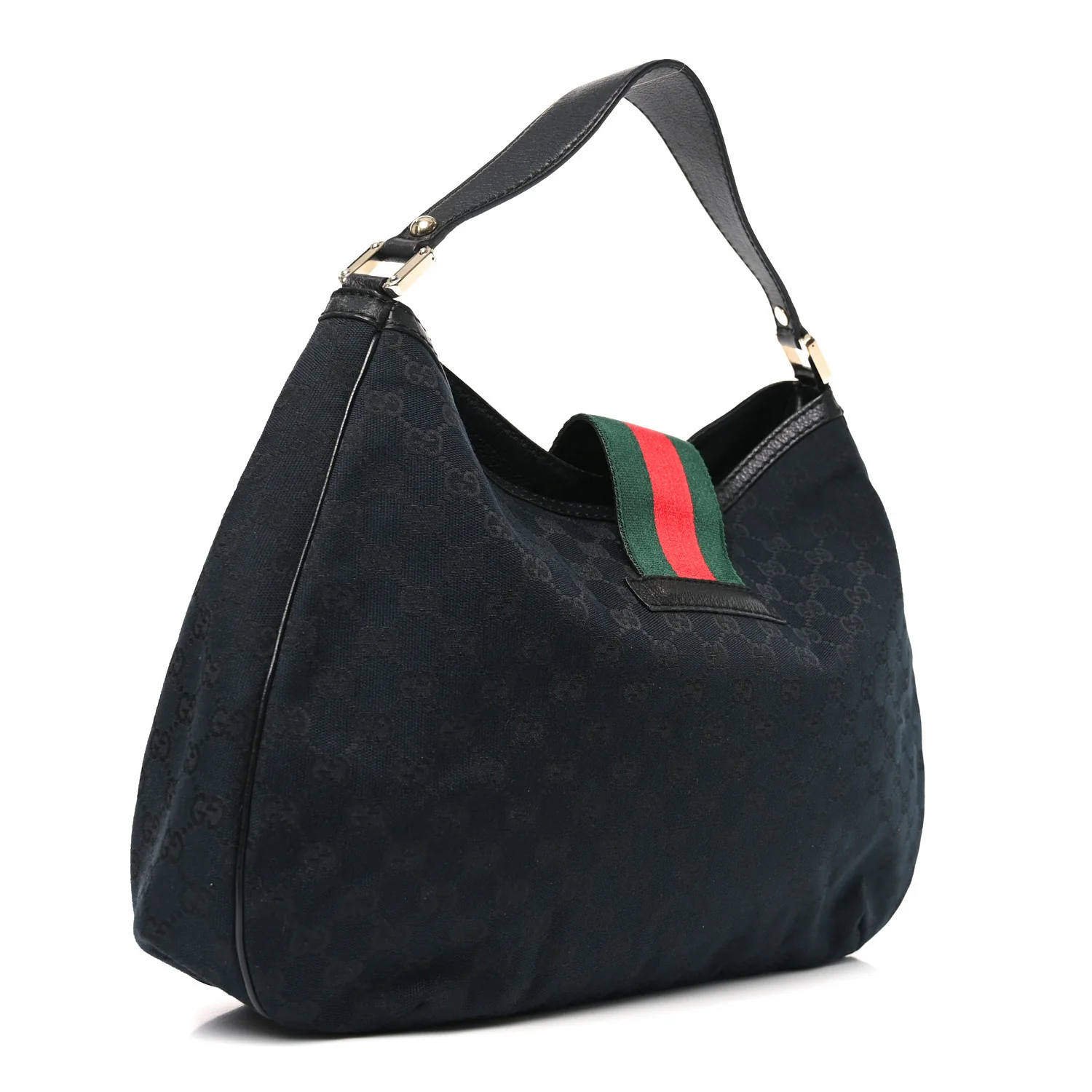 Monogram Large New Ladies Web Hobo Black - Top Club