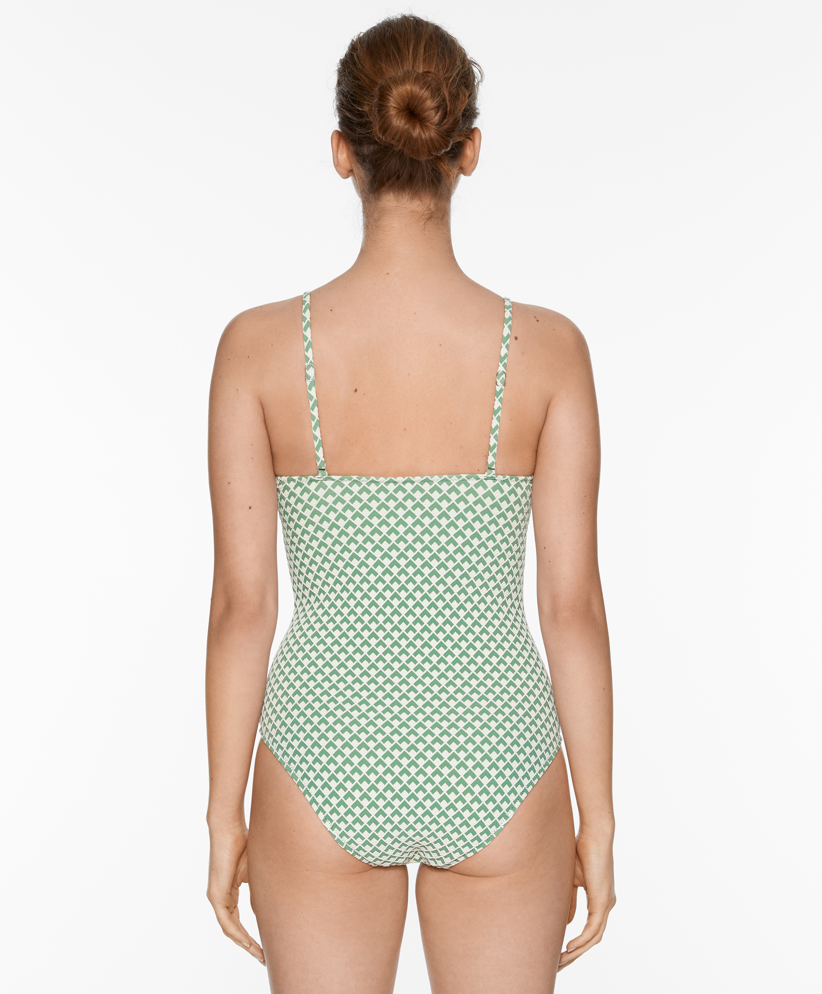 OYSHO Geometric jacquard V-neck swimsuit