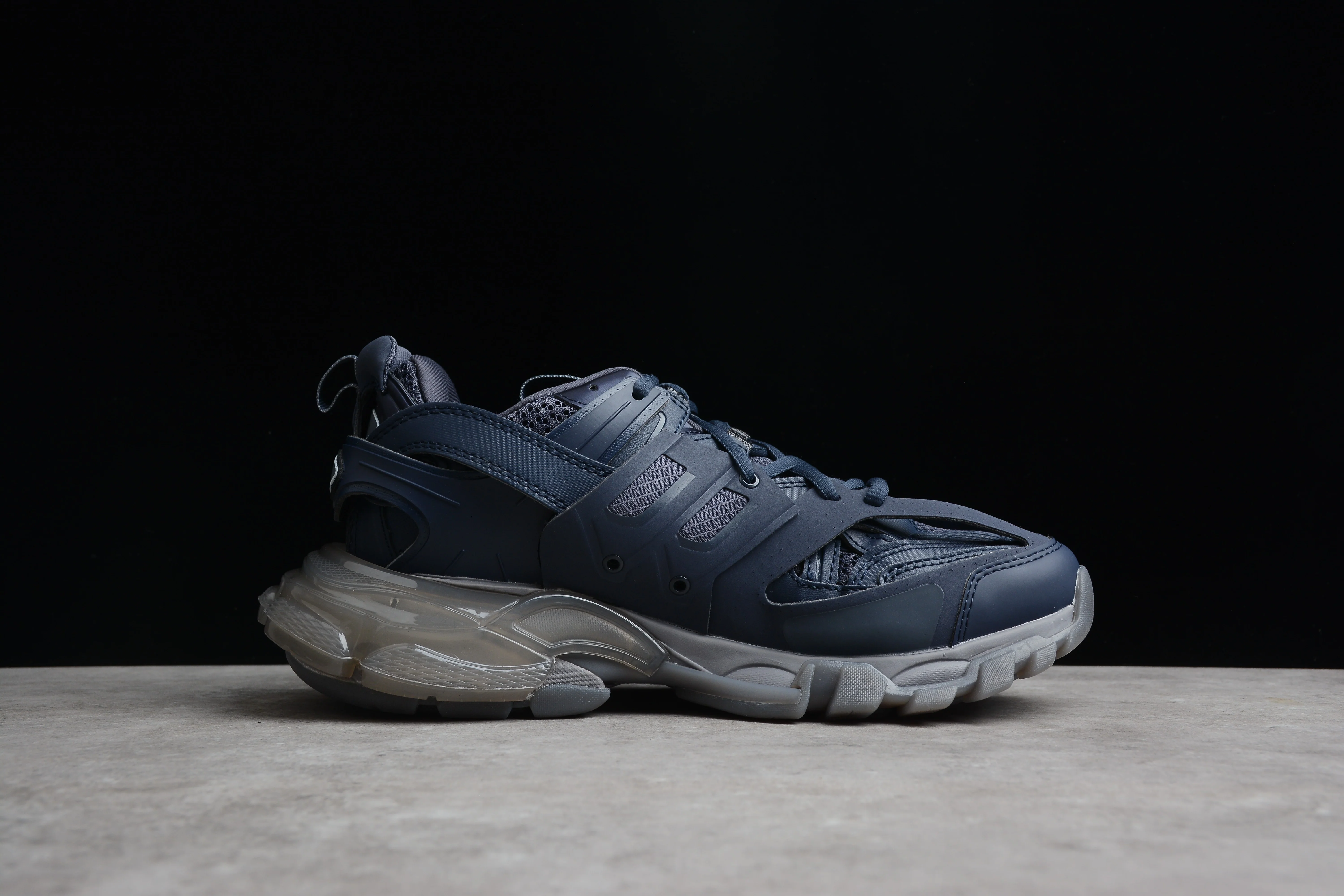 Balenciaga Track Clear Sole Trainers – Navy Blue - Sneaker Replica Workshop