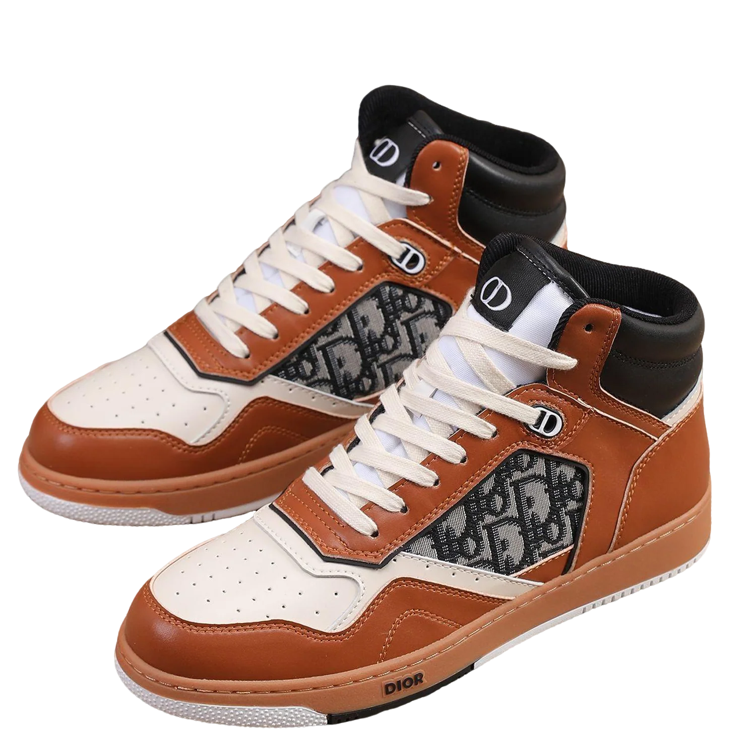 Dior Men's High Top Sneakers with Oblique Pattern and Adjustable Strap - Sneaker Replica Workshop