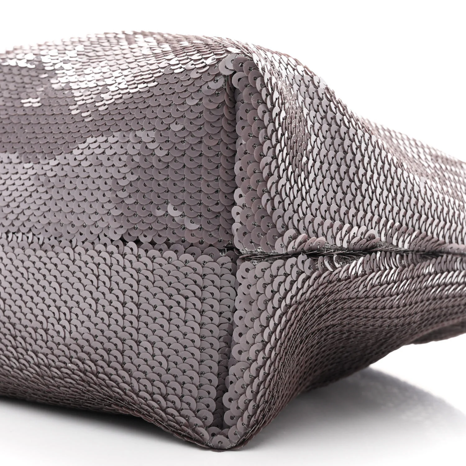 Sequin Medium Donut Chain Flamenco Knot Clutch Grey - Top Club