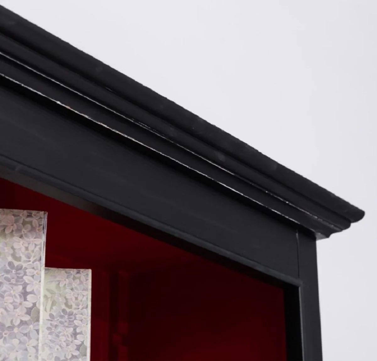 Country house style solid wood bookcase black / red H. 210 cm - country house style furniture
