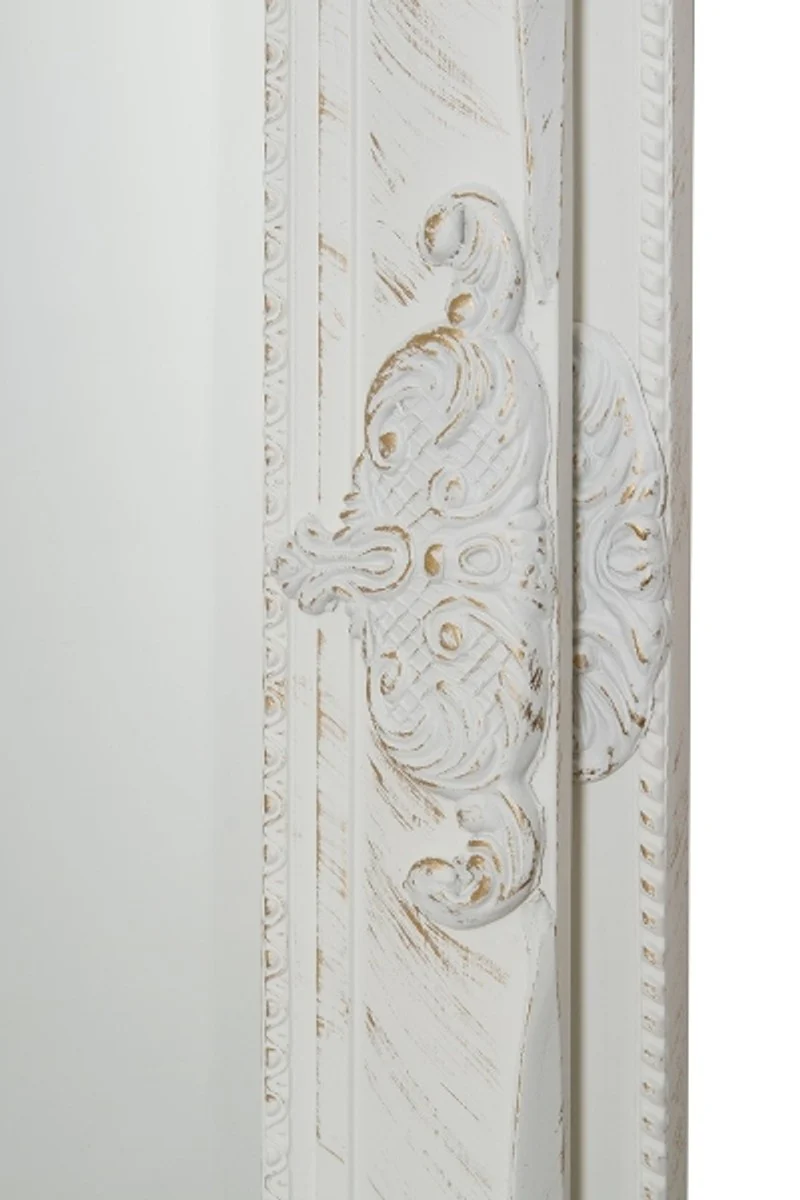 Baroque mirror white with beautiful antique decorations H. 162 cm - handmade