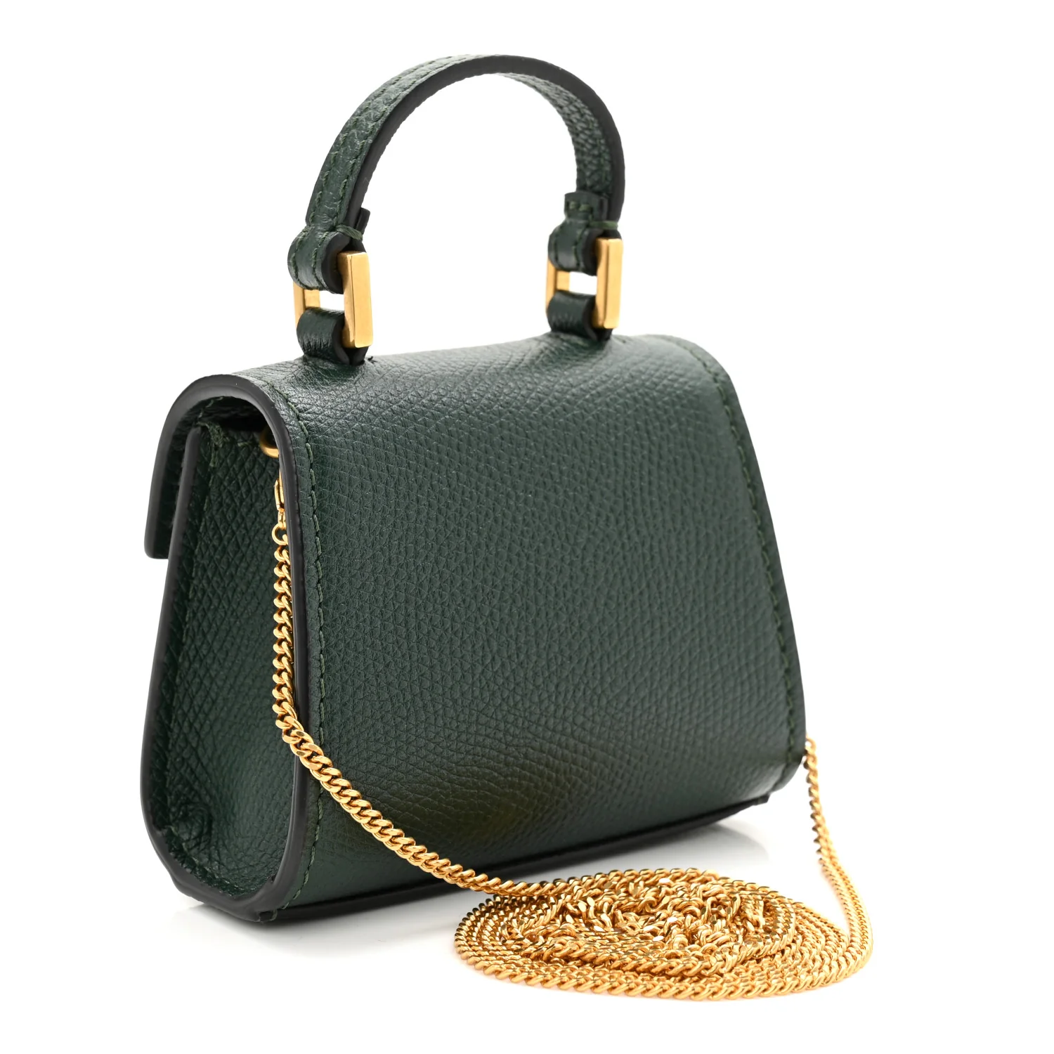 Calfskin Micro VSling Top Handle Shoulder Bag  Green - Top Club