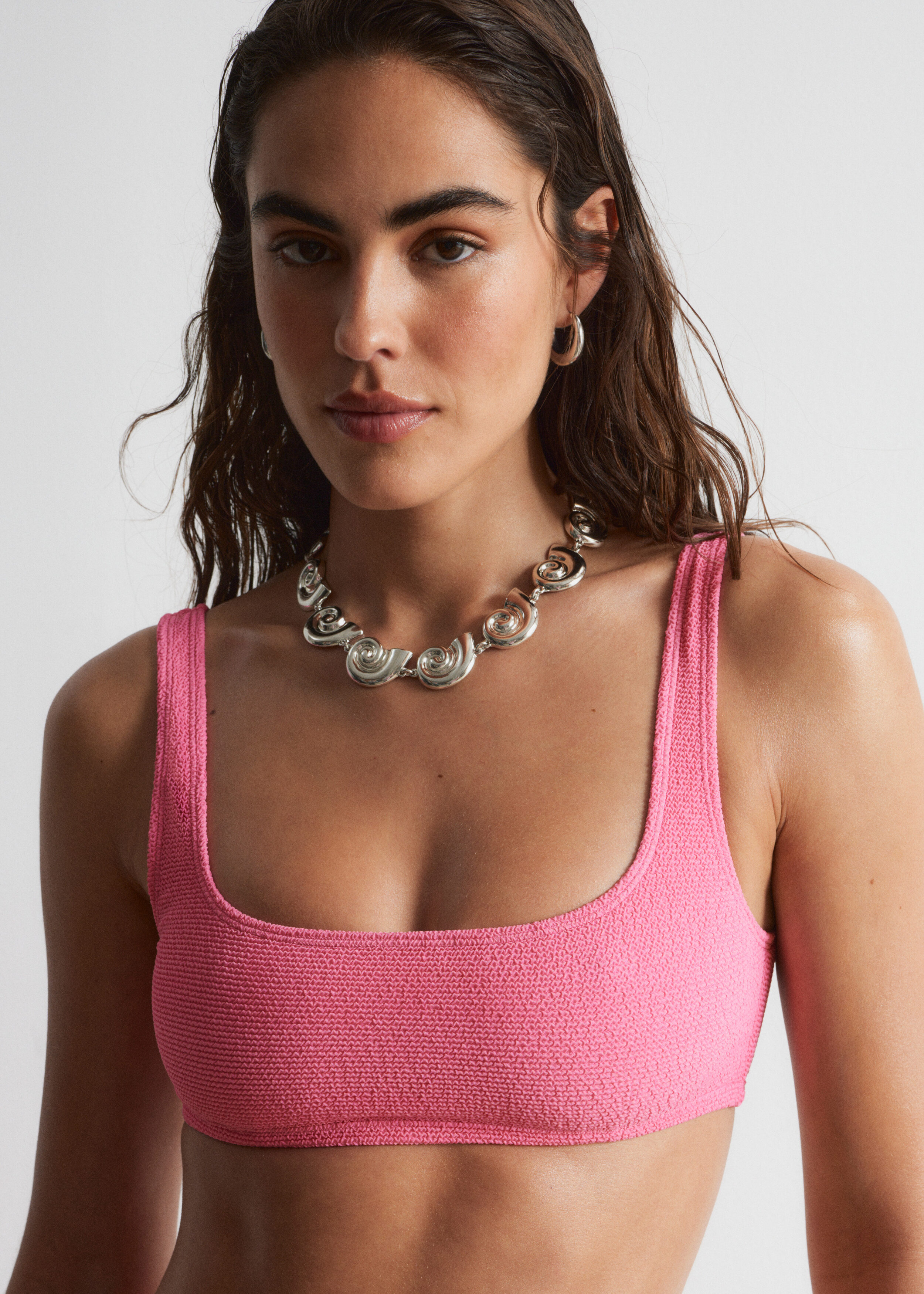 & Other Stories TEXTURED SQUARE-NECK BIKINI TOP