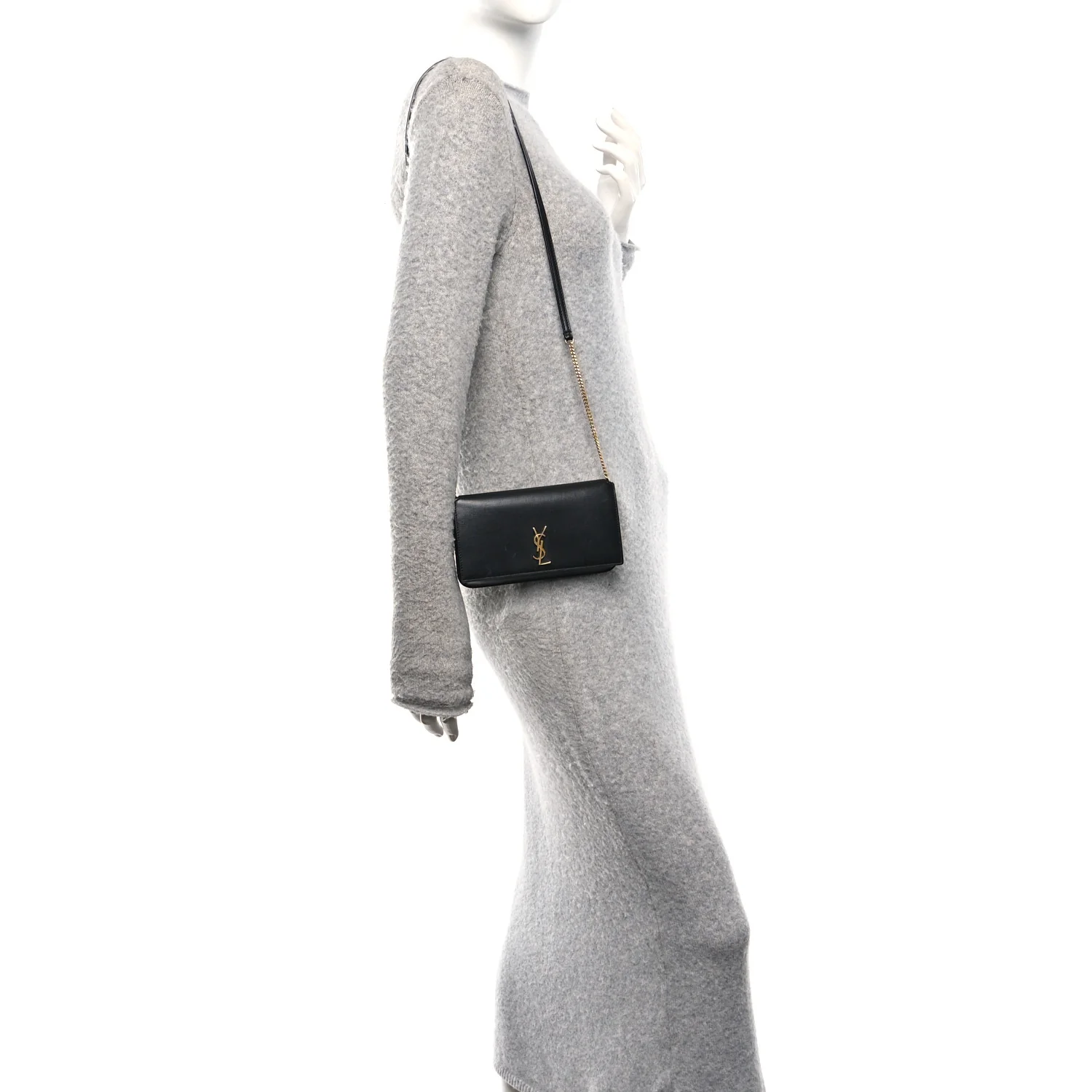 Smooth Calfskin Monogram Phone Holder Crossbody Black