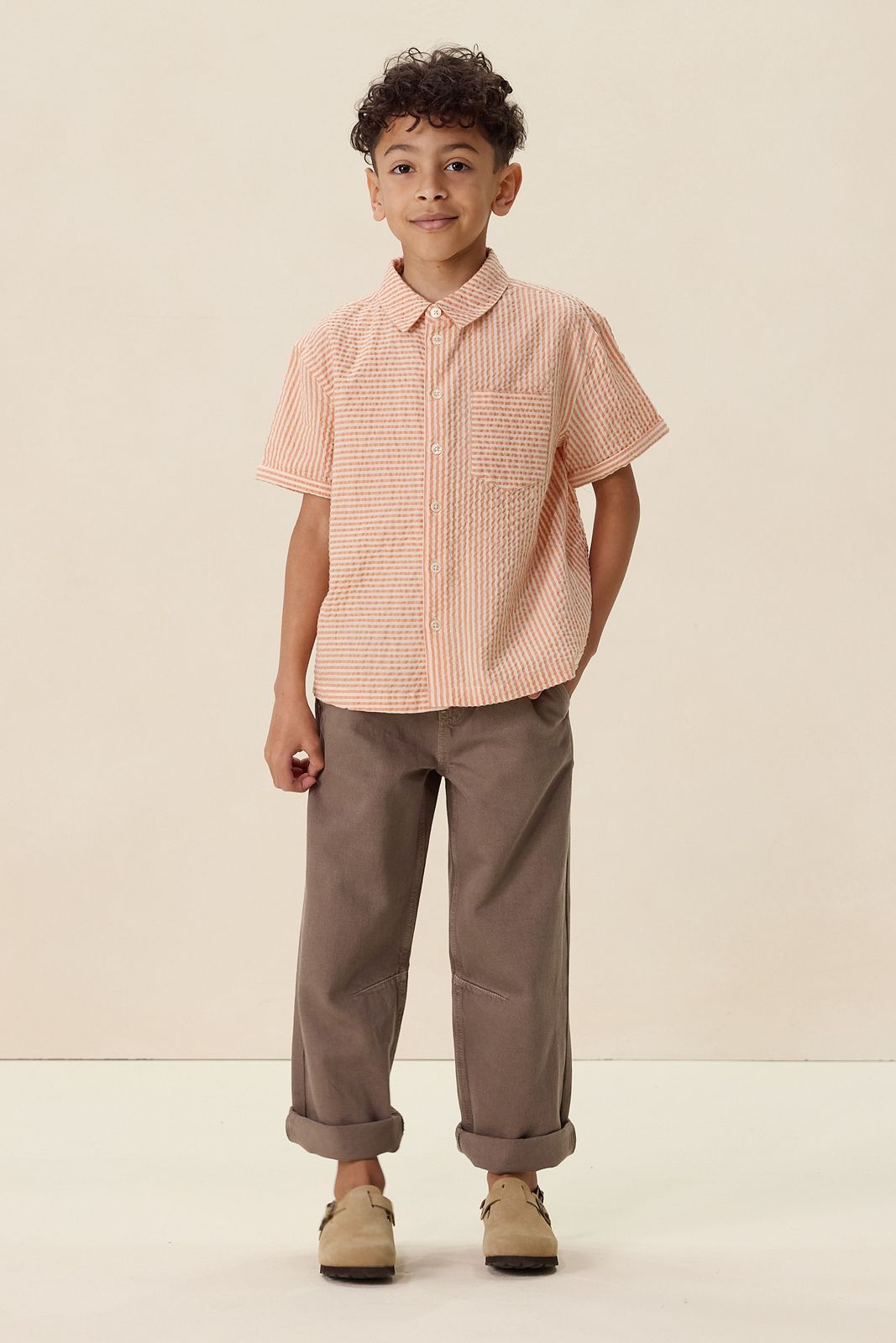 Oranje gestreept overhemd