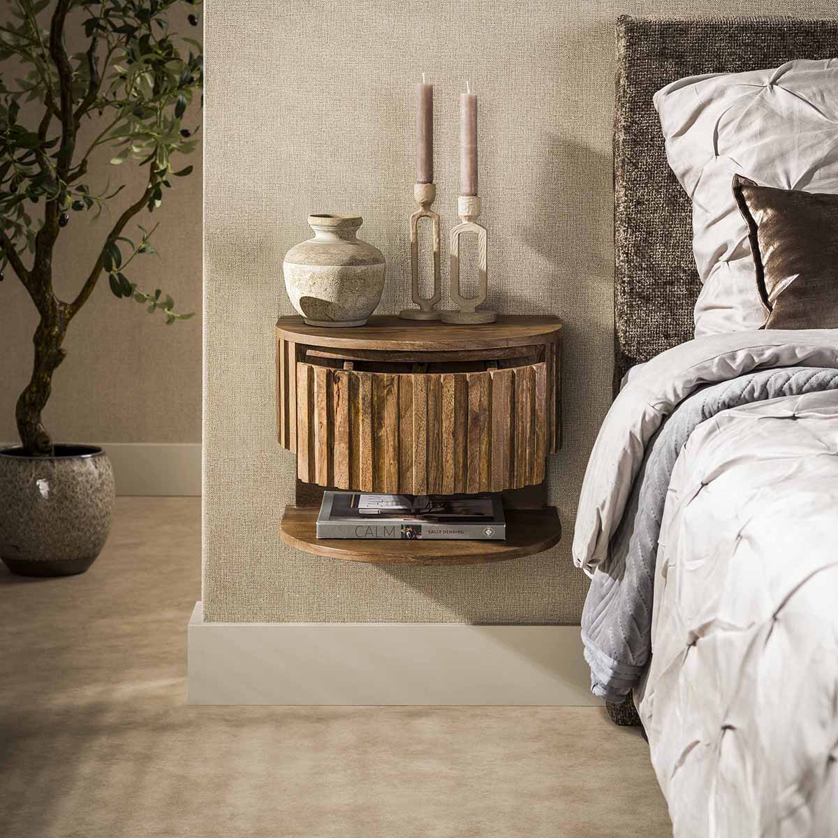 Nachtkastje Zwevend Reliëf lade met plank